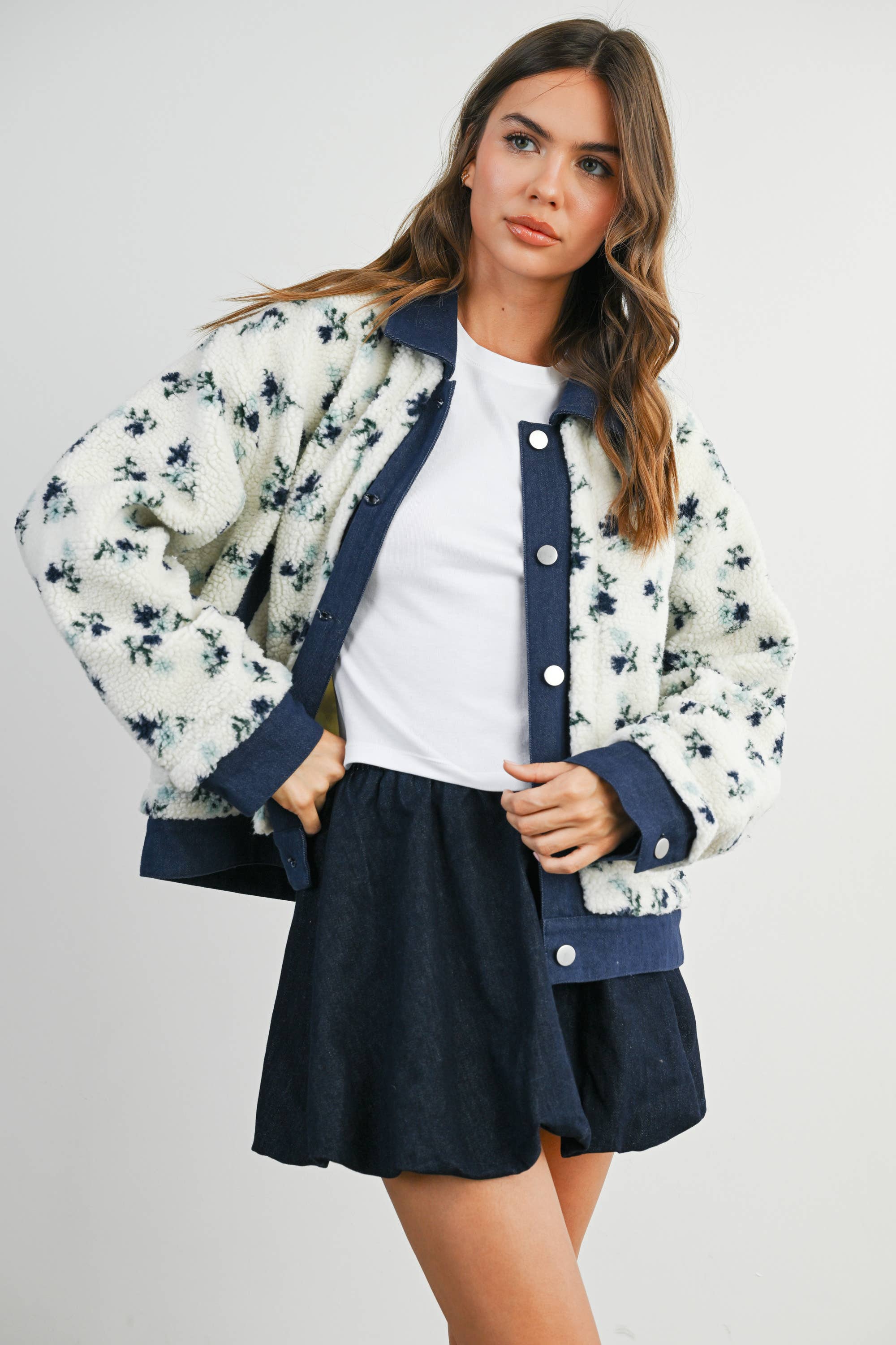 Elaine | Floral Collared Button-Down Jacket