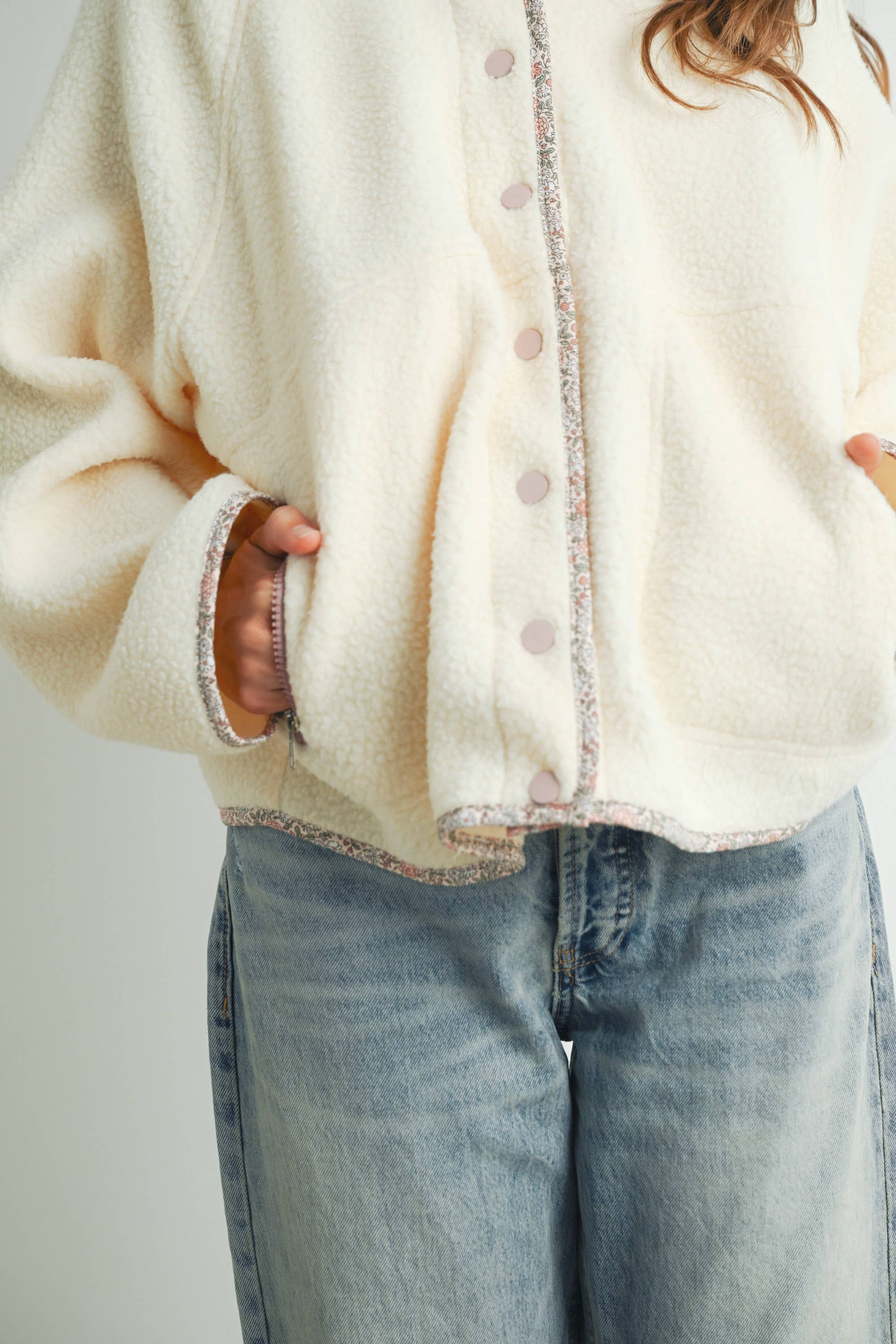 Ember | Fall Cozy Snap Mock Neck Sherpa Fleece Jacket