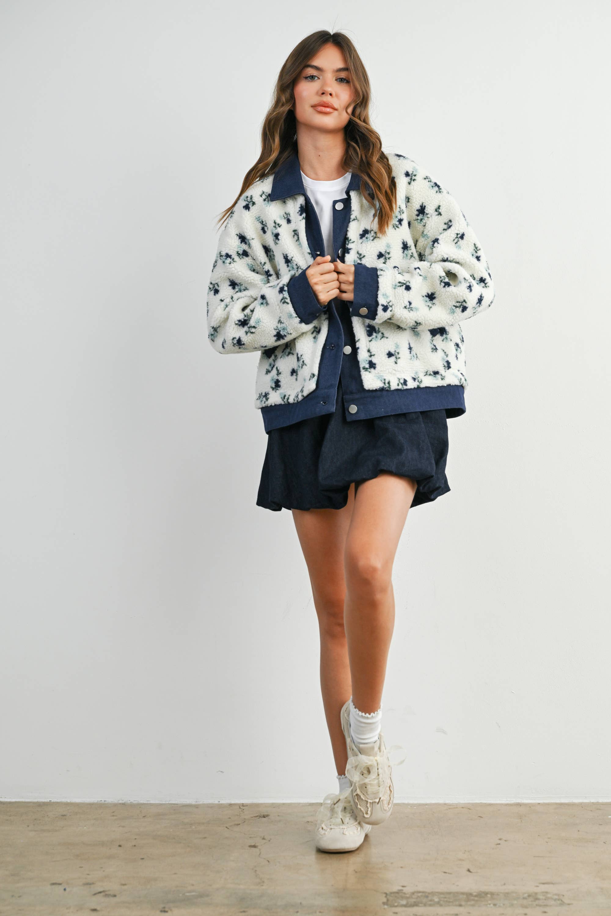 Elaine | Floral Collared Button-Down Jacket