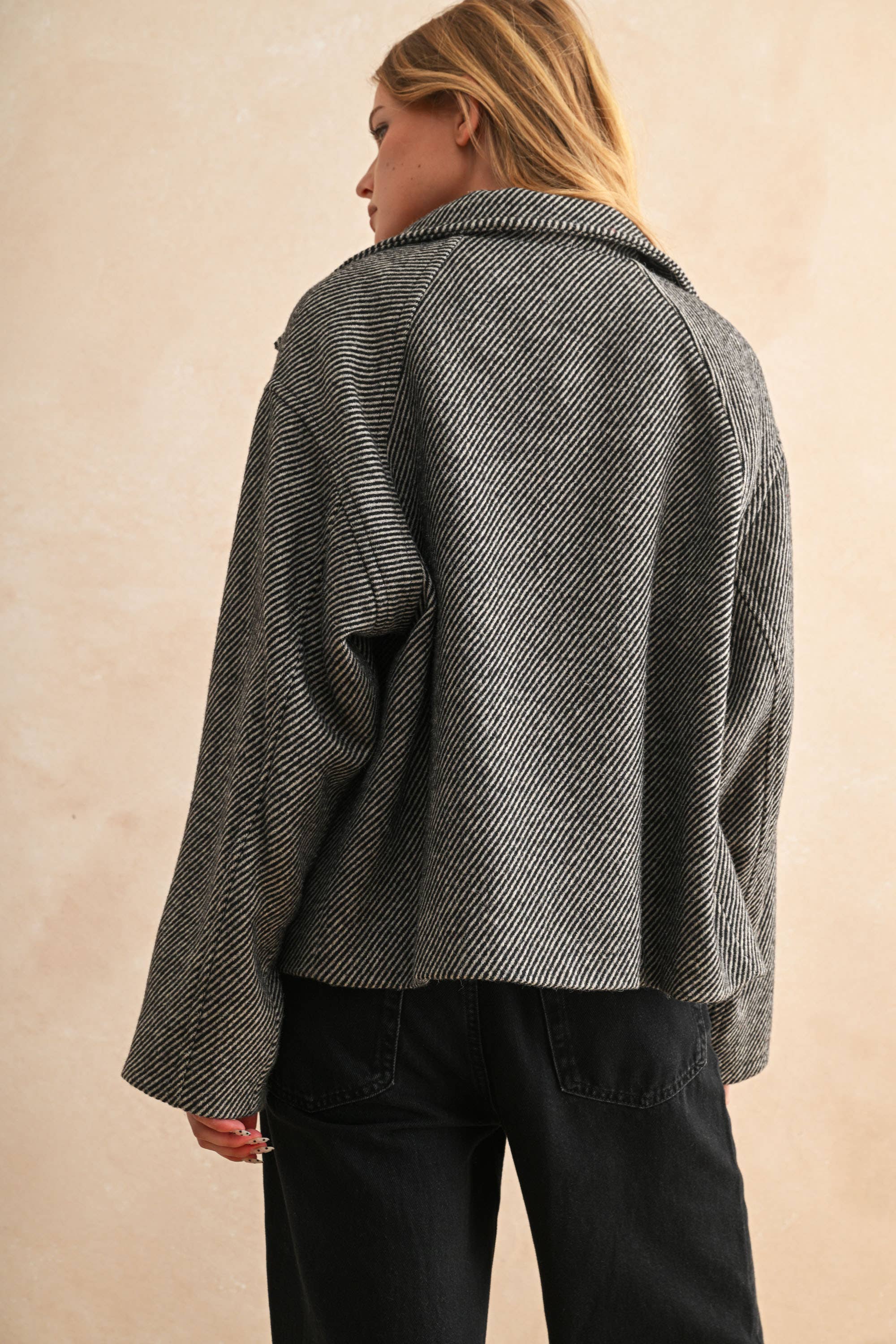 Gabriella | Herringbone Pattern Cape Style Jacket