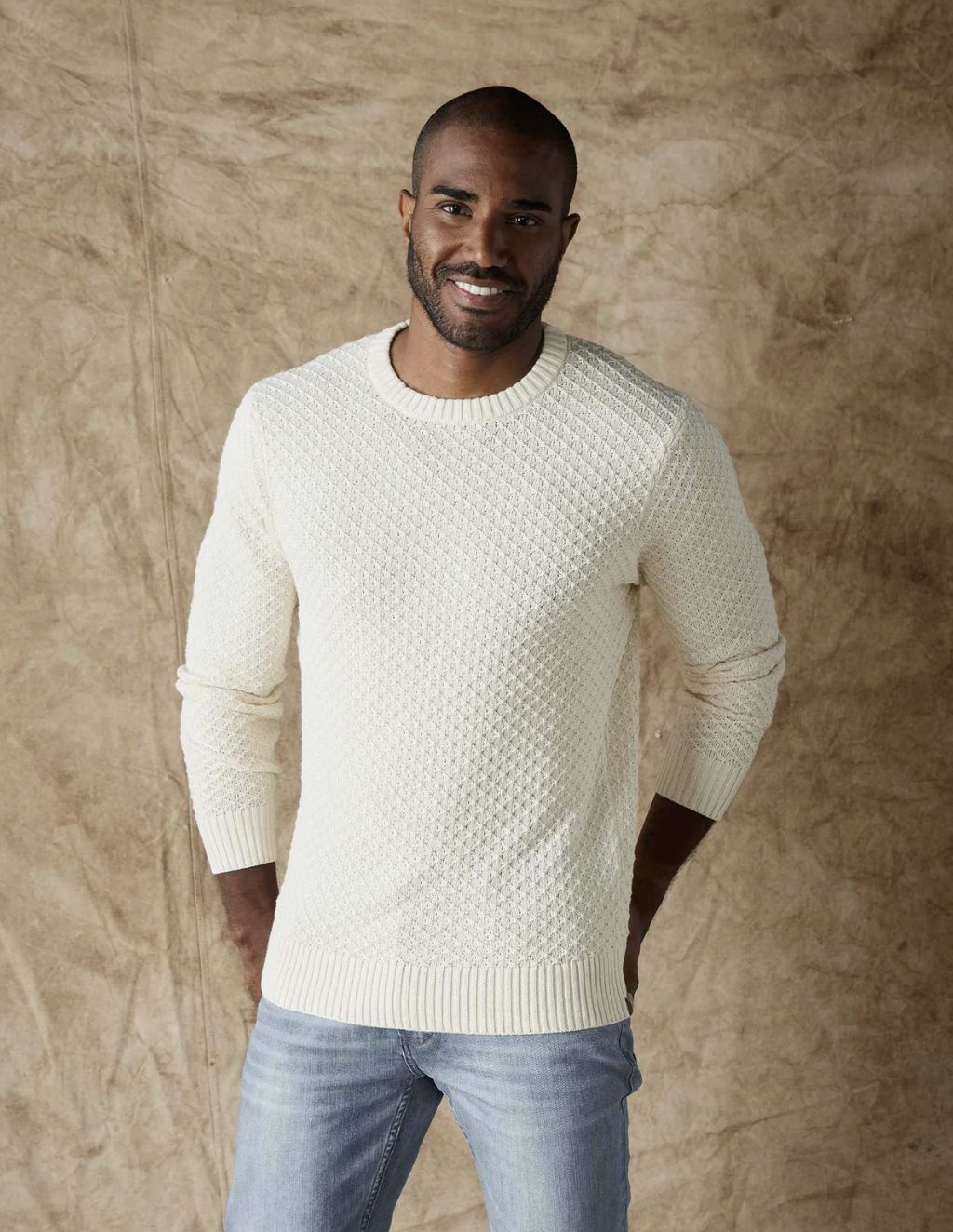 Pique Stitch Crew in Ivory