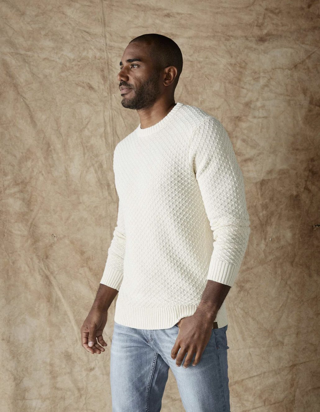Pique Stitch Crew in Ivory