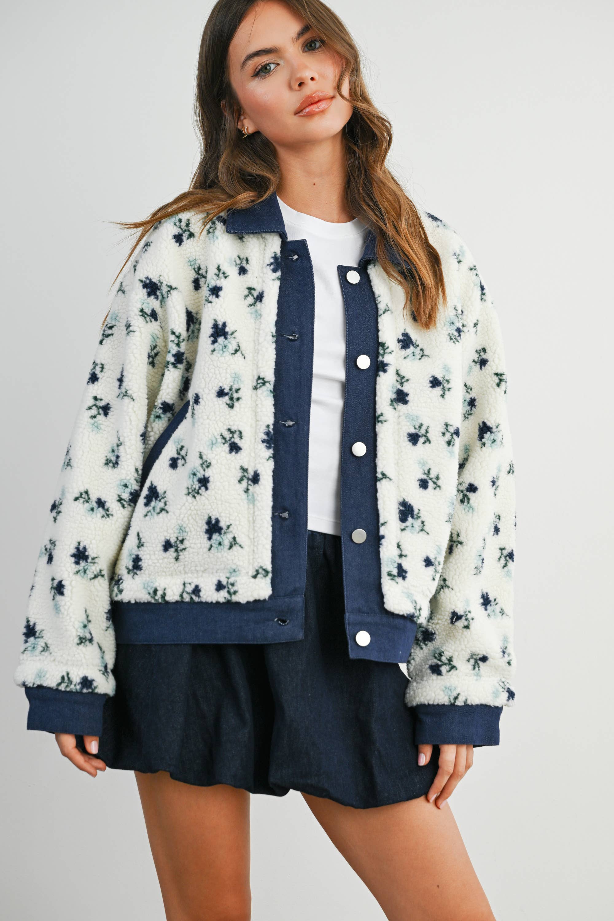 Elaine | Floral Collared Button-Down Jacket