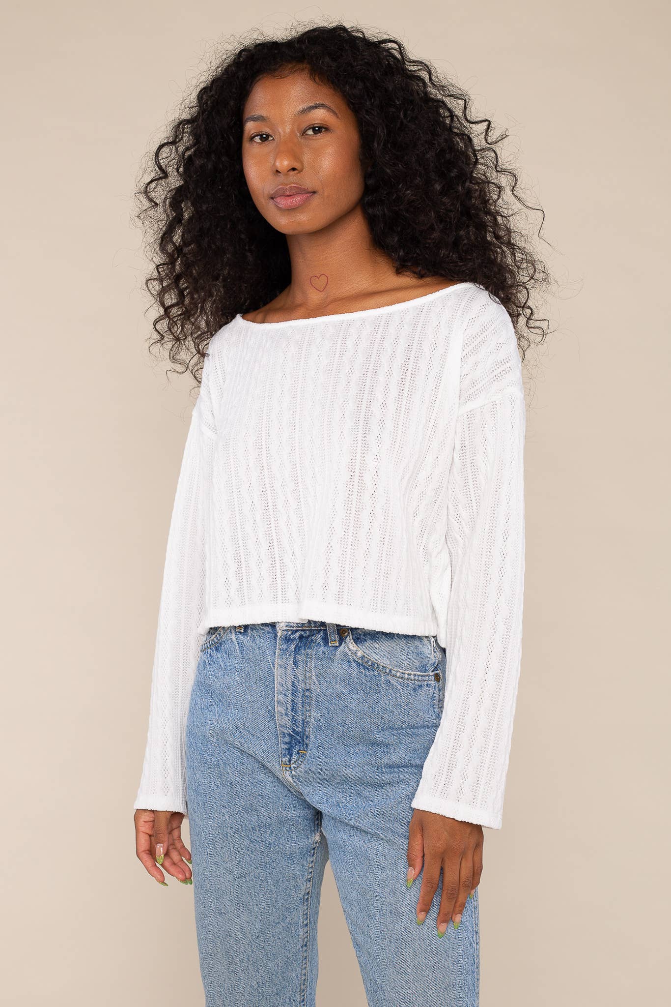 Reba | Cable Knit Top Beige