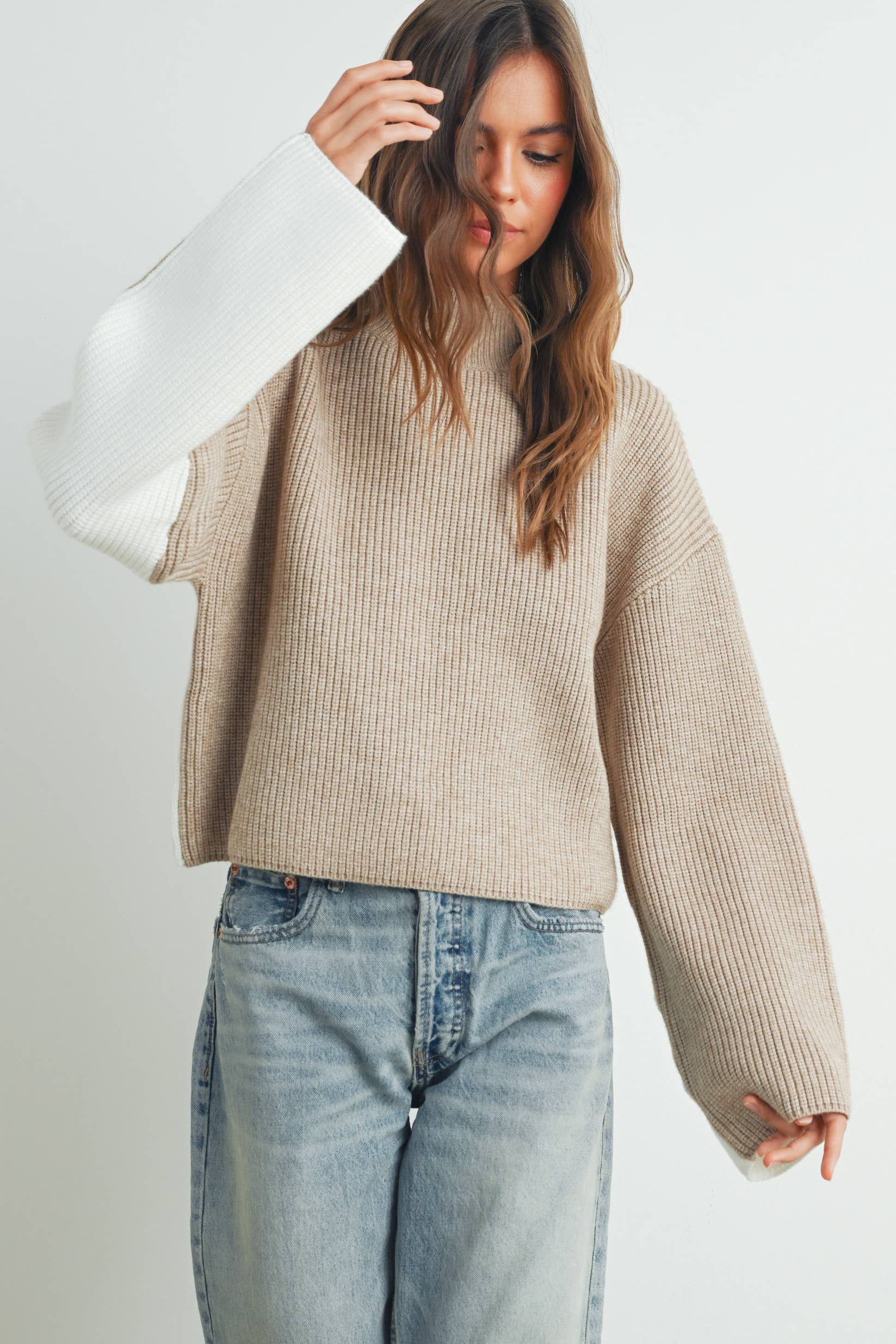Two-Toned Turtleneck Sweater