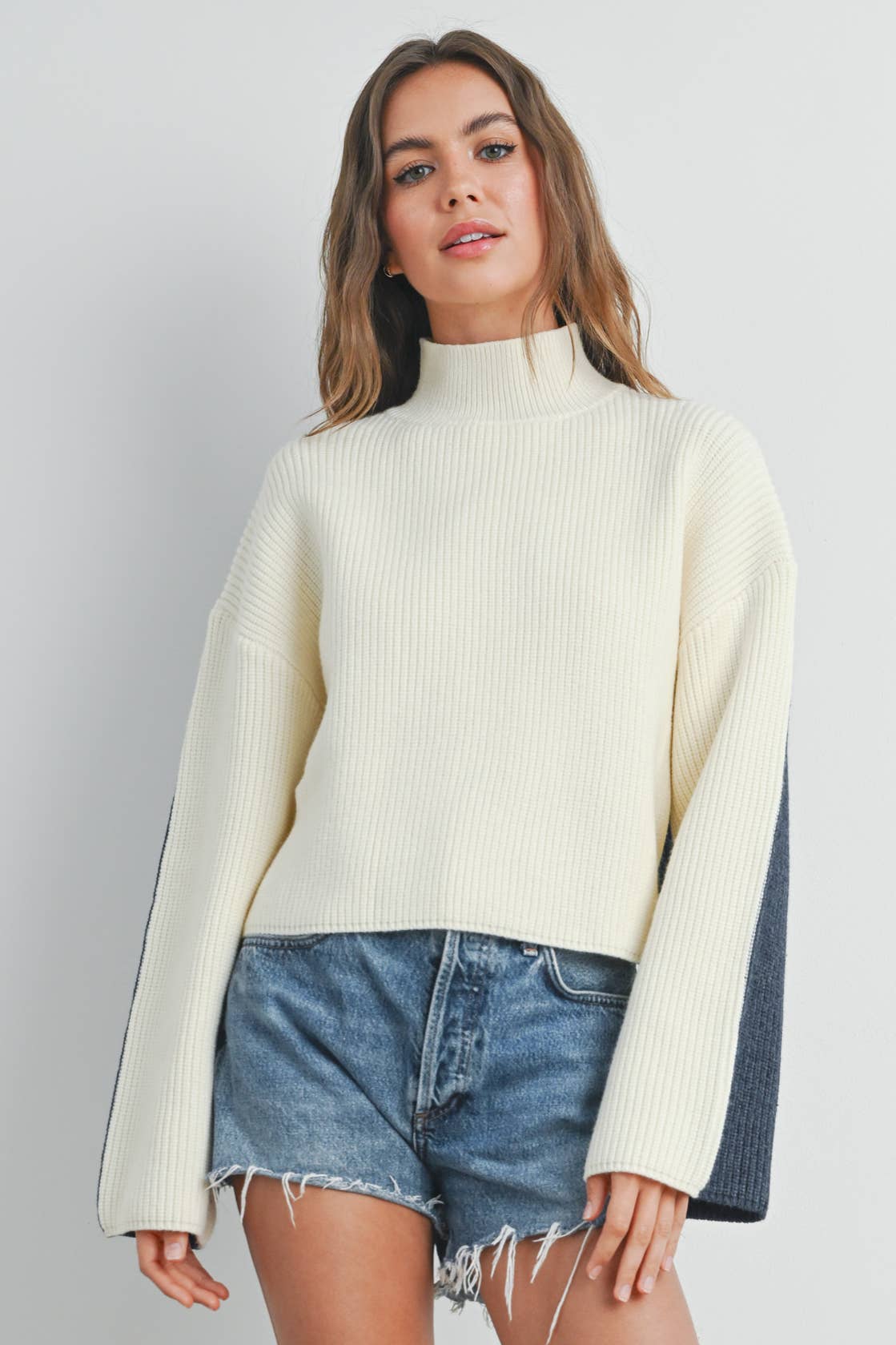 Two-Toned Turtleneck Sweater