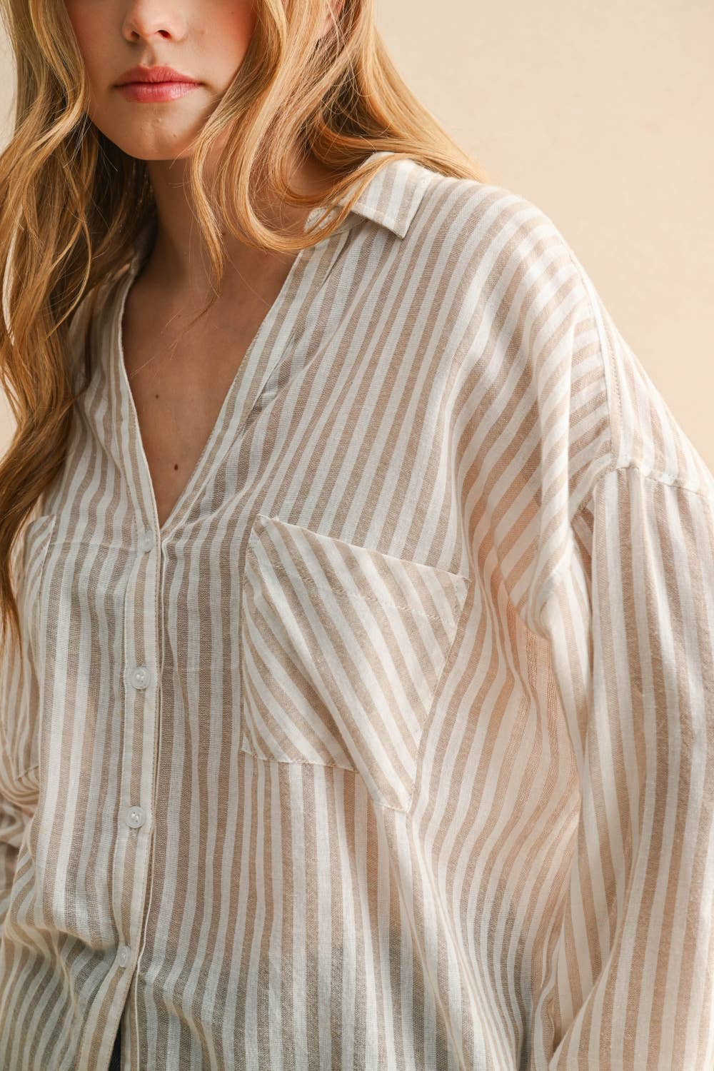 Wren | Grey Striped Buttondown Shirt
