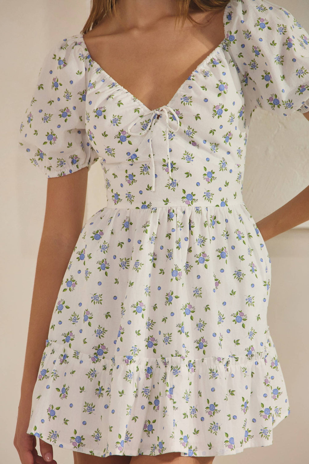 Blueberry | 100% Cotton Ruffle Mini Dress