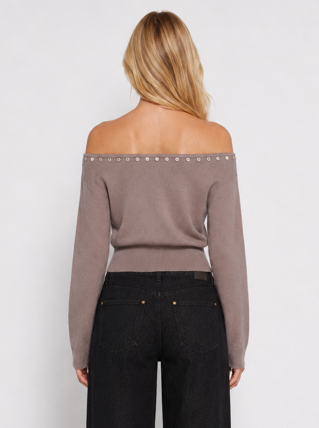 Romy | Button Off the Shoulder Long Sleeve