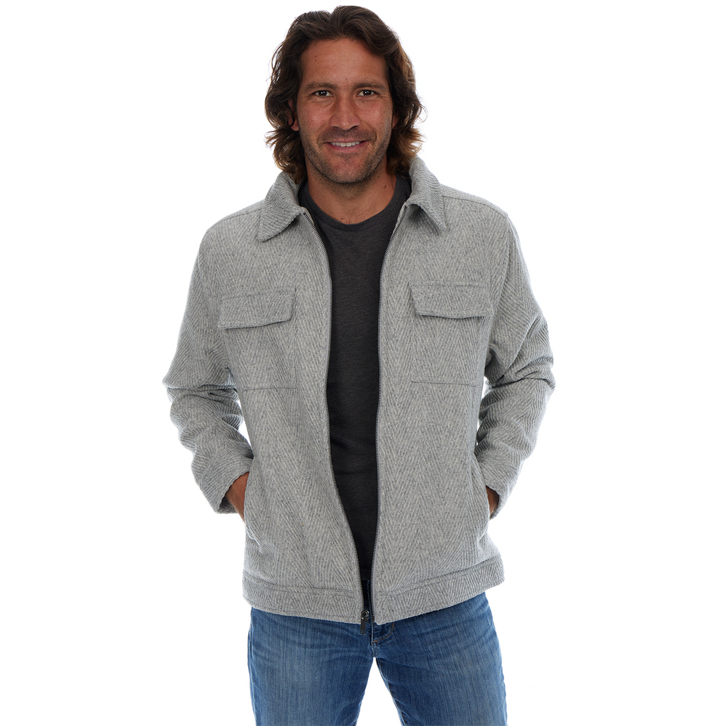 Kane | Textured Zip Up Wool Cargo Pocket Jacket