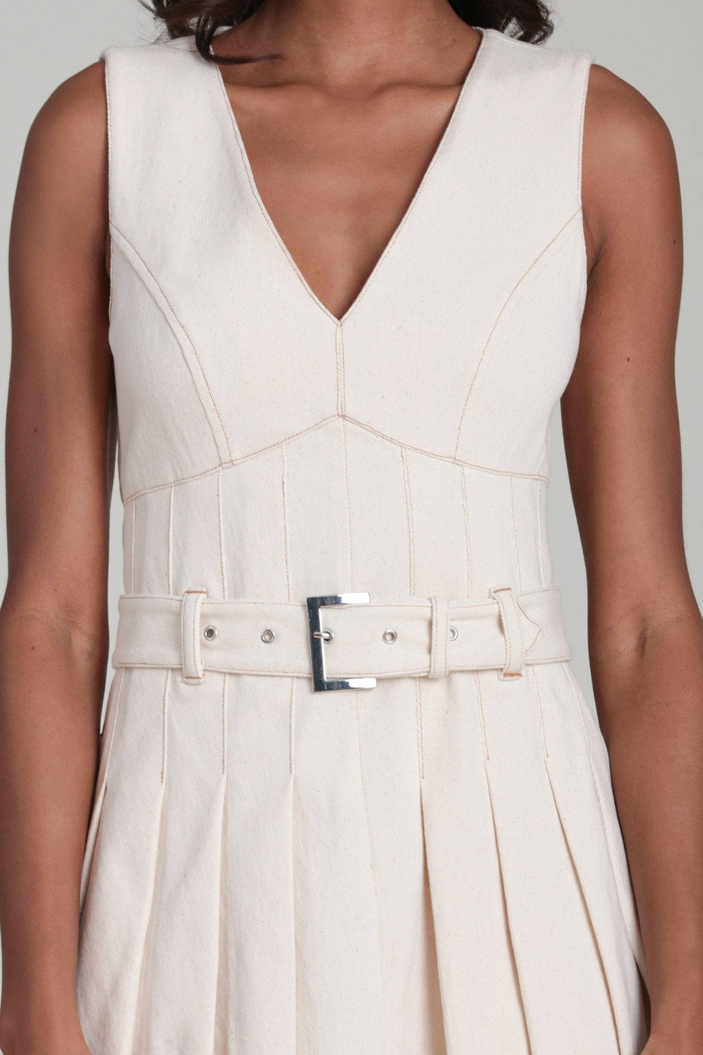 Blake | Denim Belted Fit & Flare Mini Dress