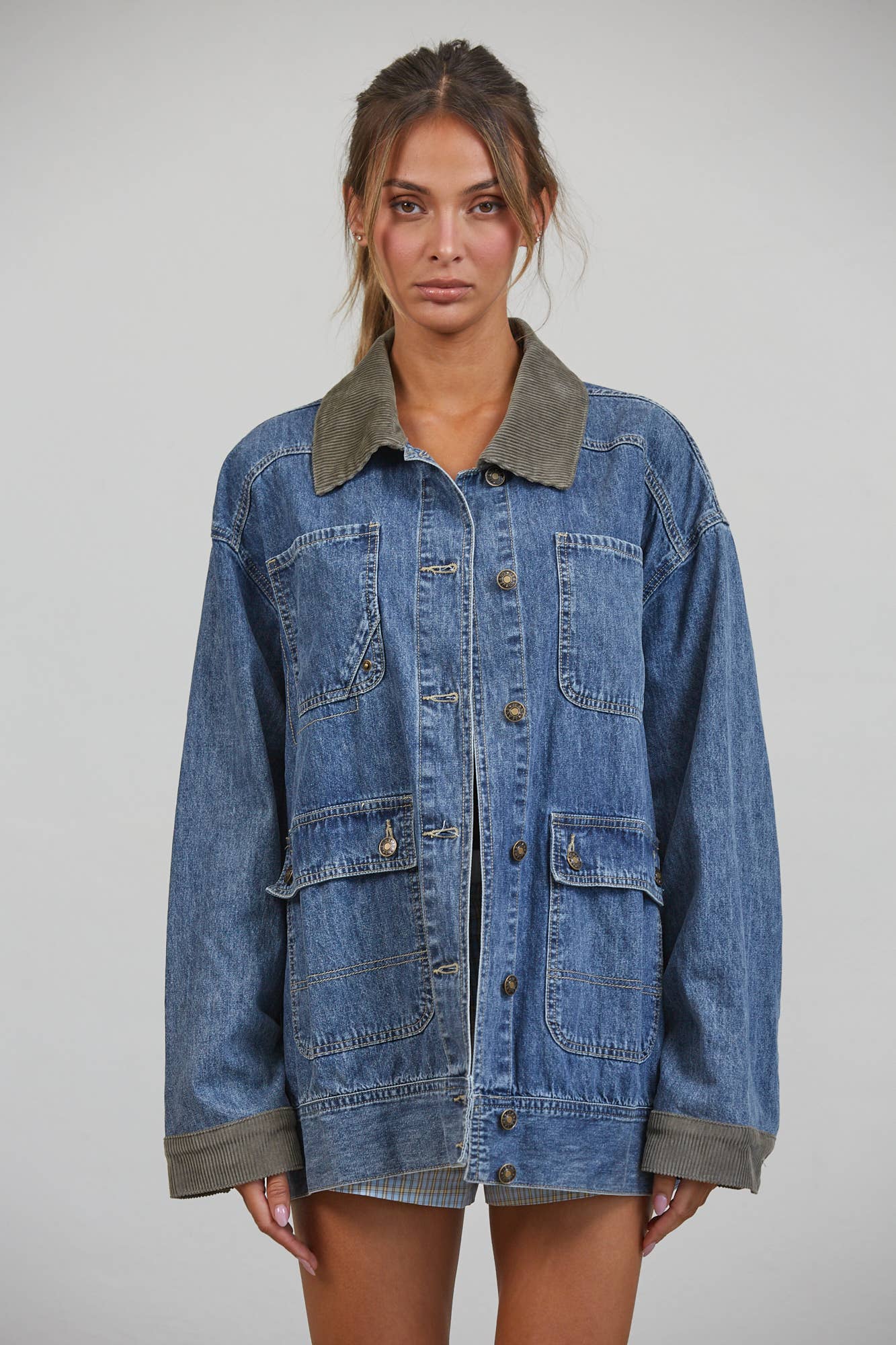 Alexandra | Contrast Collar Denim Jacket