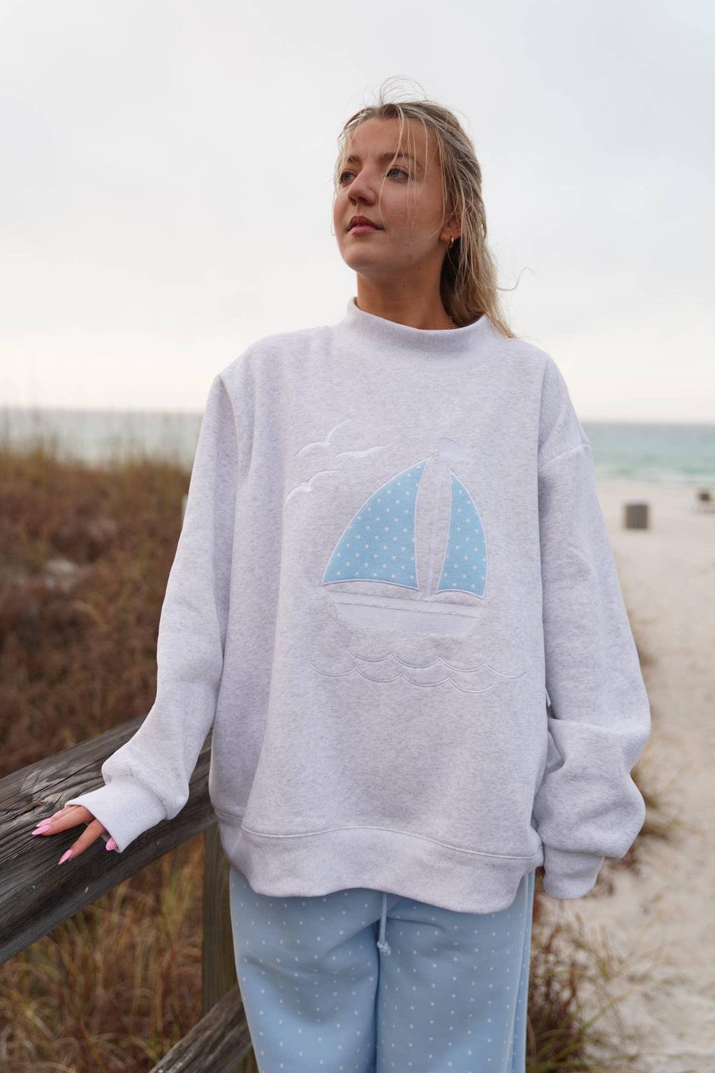 Marina | Sailboat Embroidered Mockneck