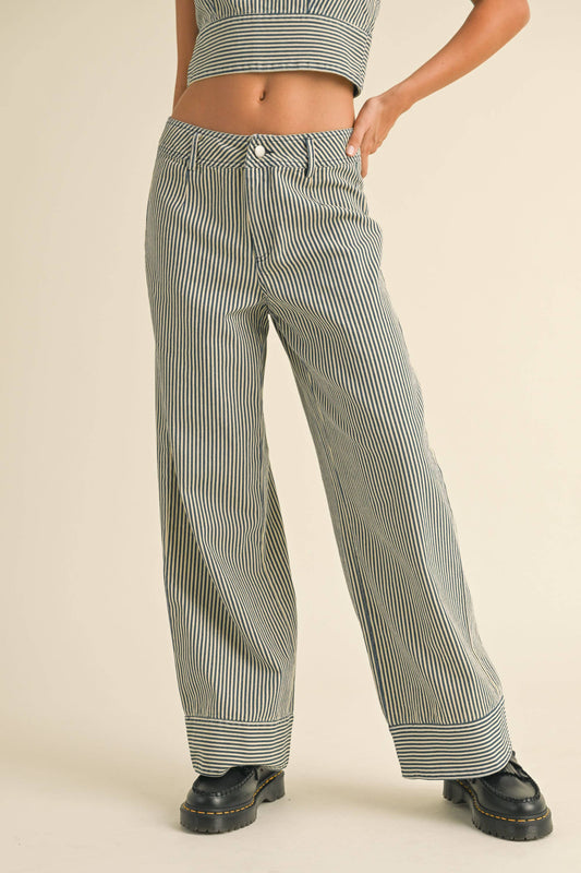 Hadley | Blue Striped Pattern Pants