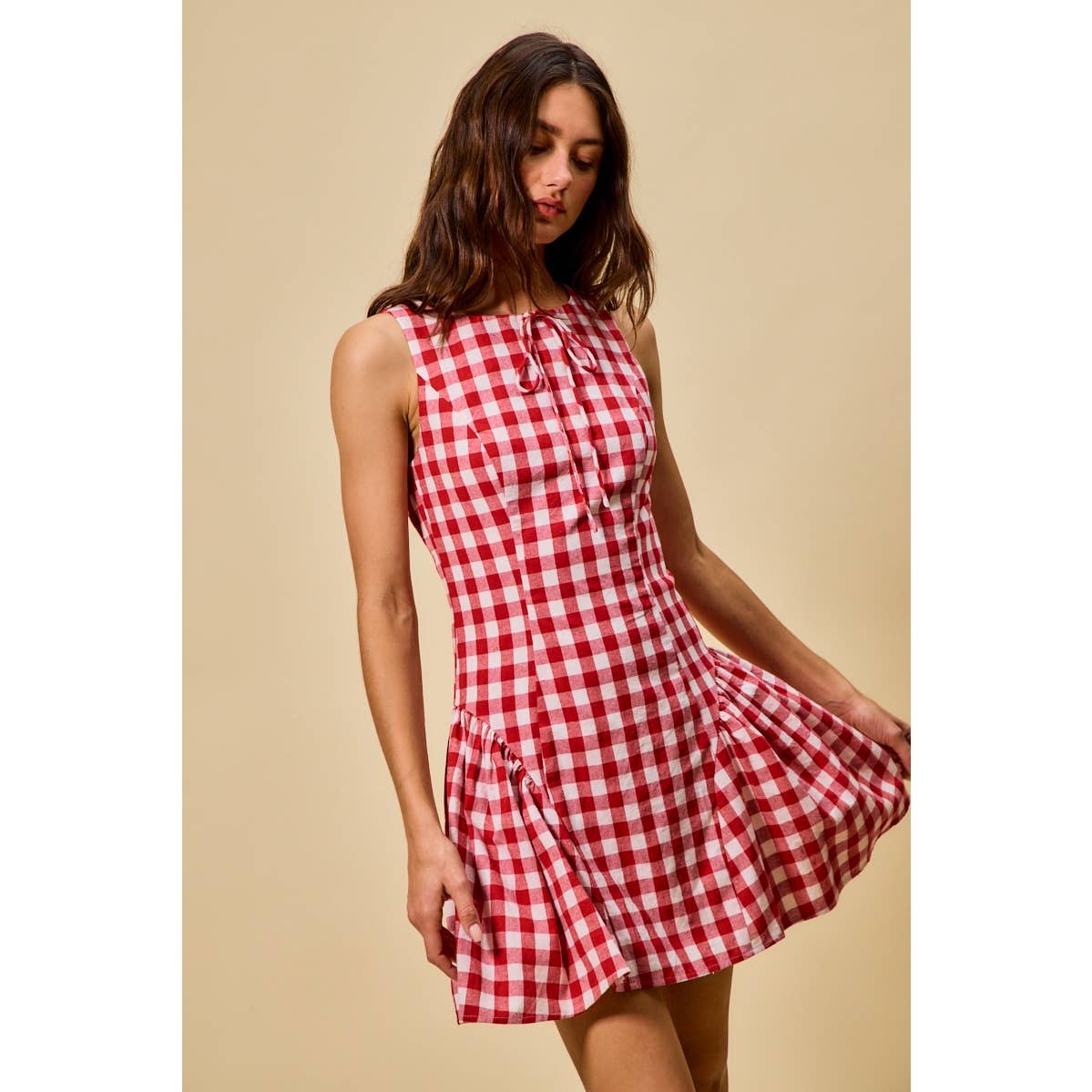Hayes | Gingham Fit and Flare Tank Mini Dress
