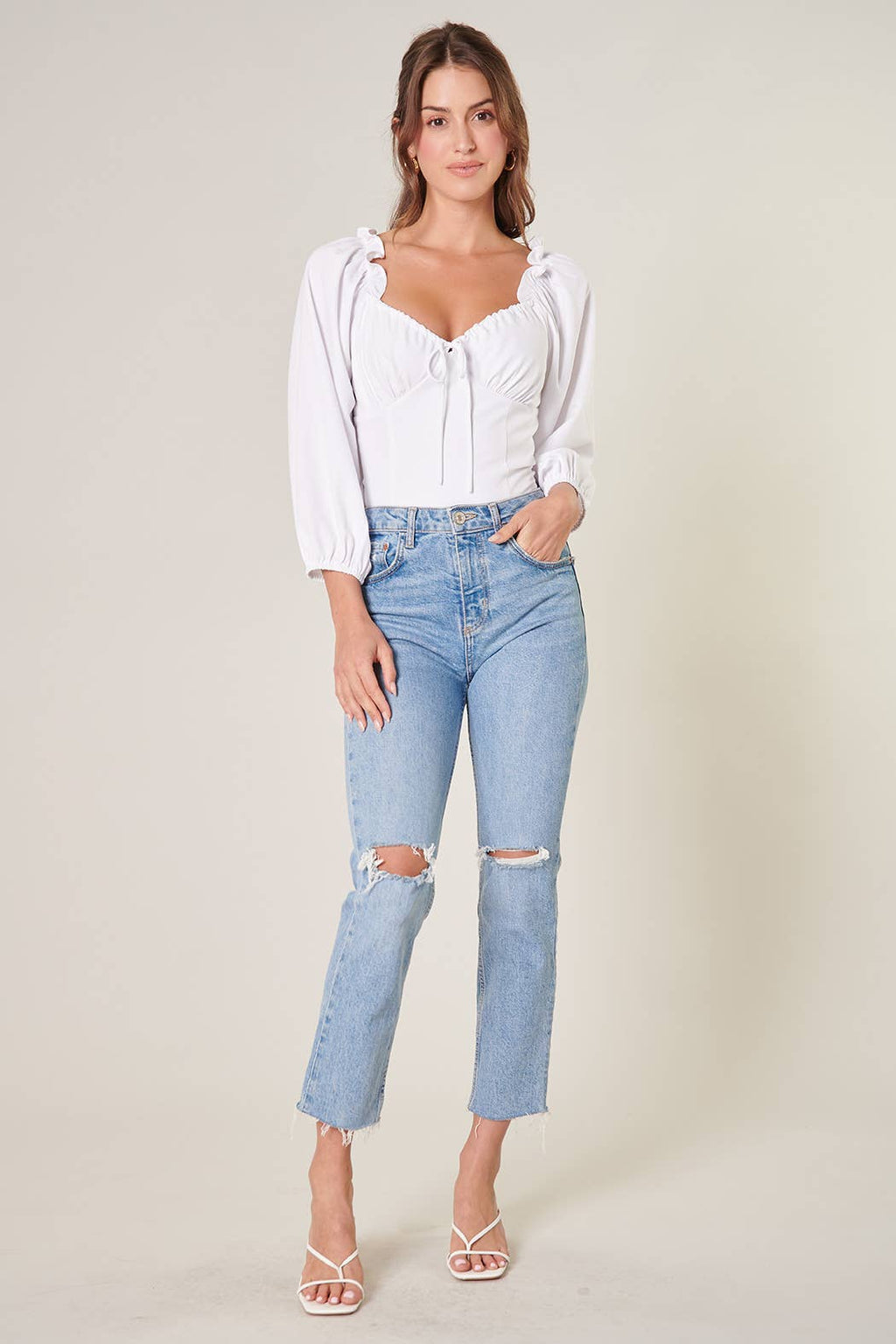 Eliana | Balloon Sleeve Bustier Top