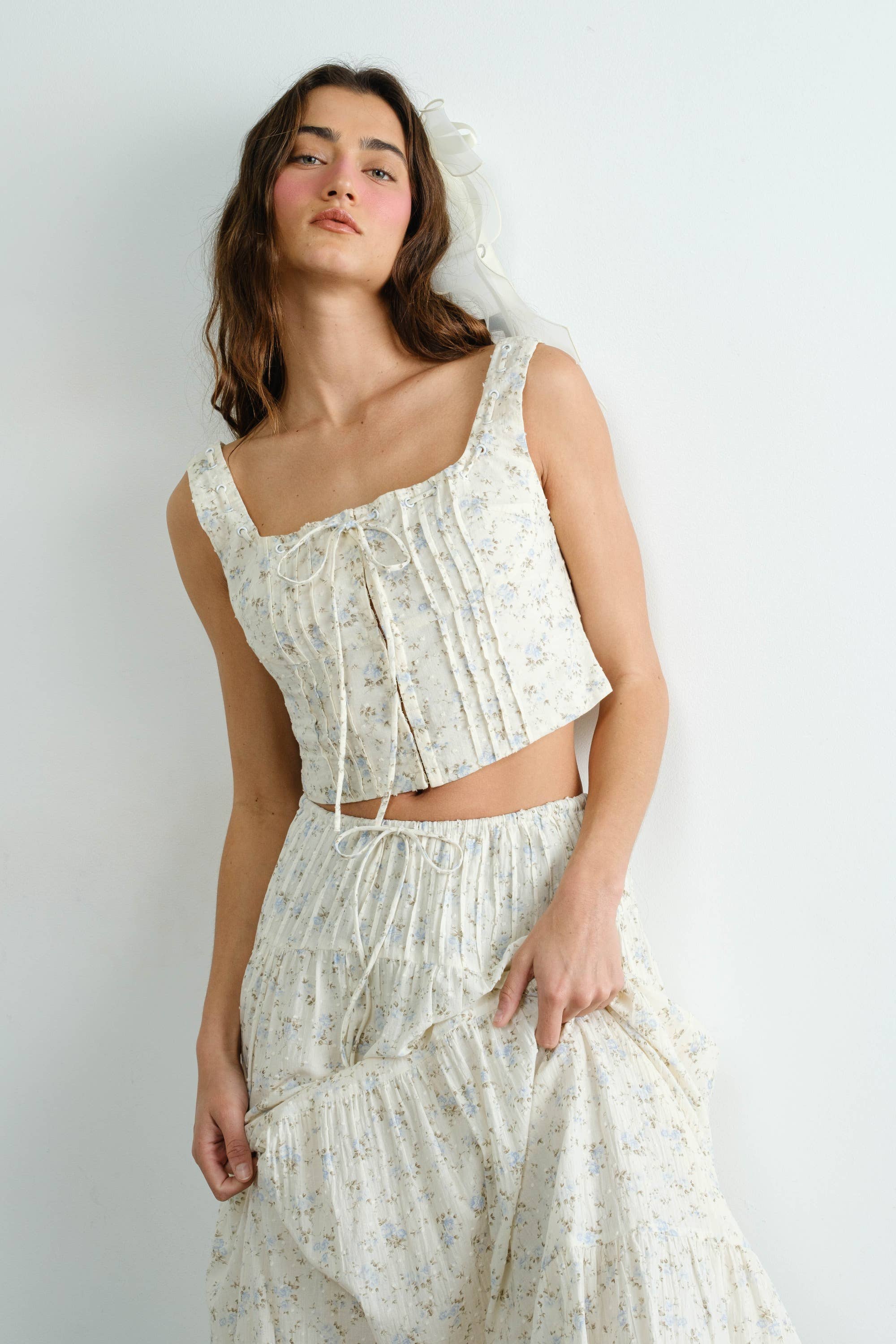 Florence | Cotton Floral Textured Top