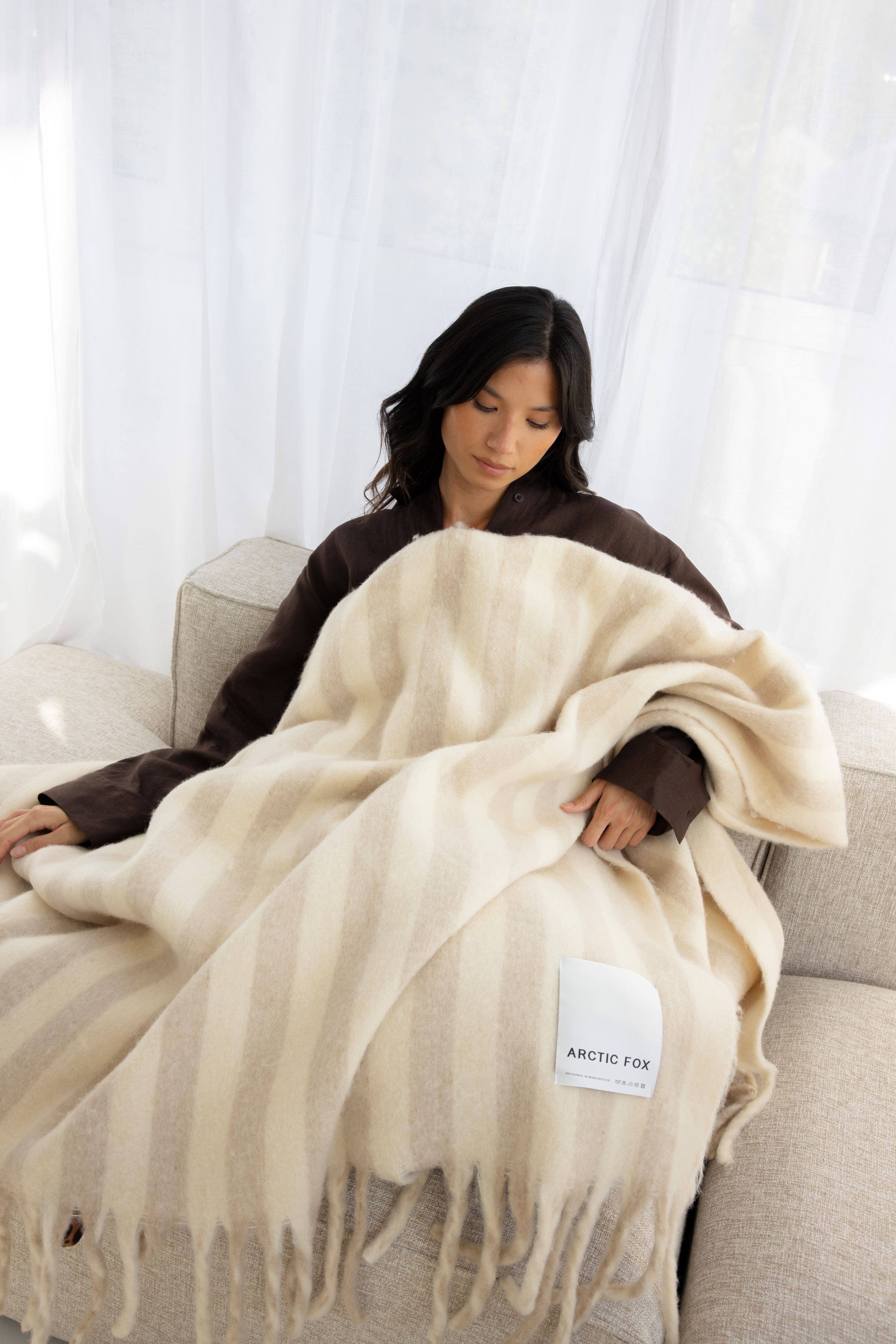 The Wool Stripe Throw | Pale Taupe Stripe