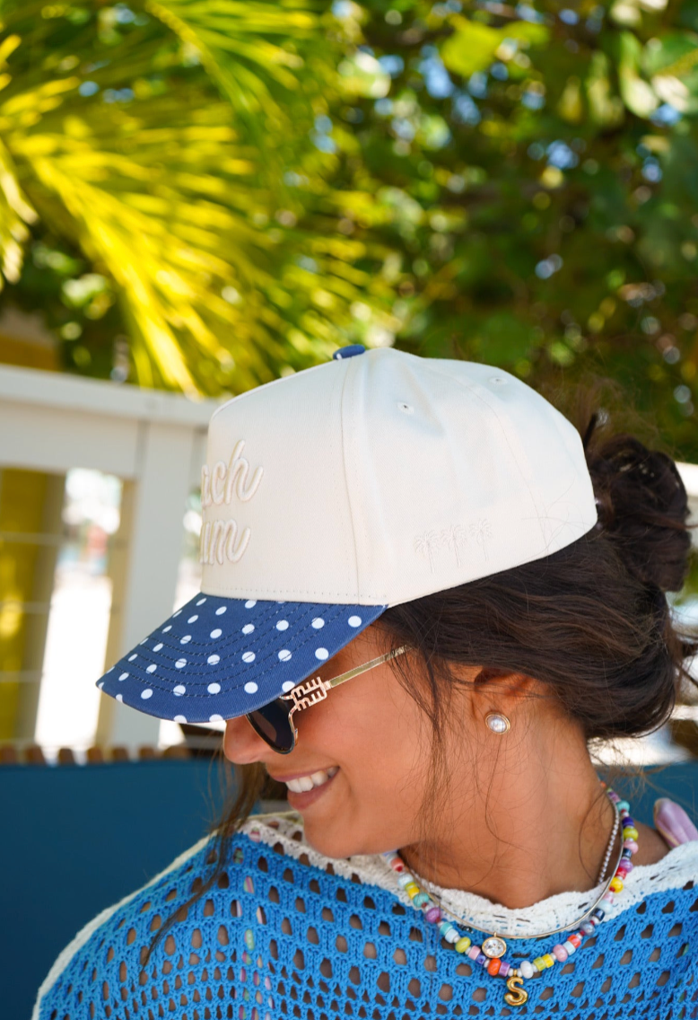 Beach Bum | Navy Polka Dot Hat