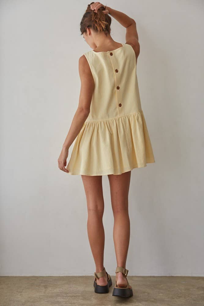 Soleil | Woven Cotton Square Neck Sleeveless Flare