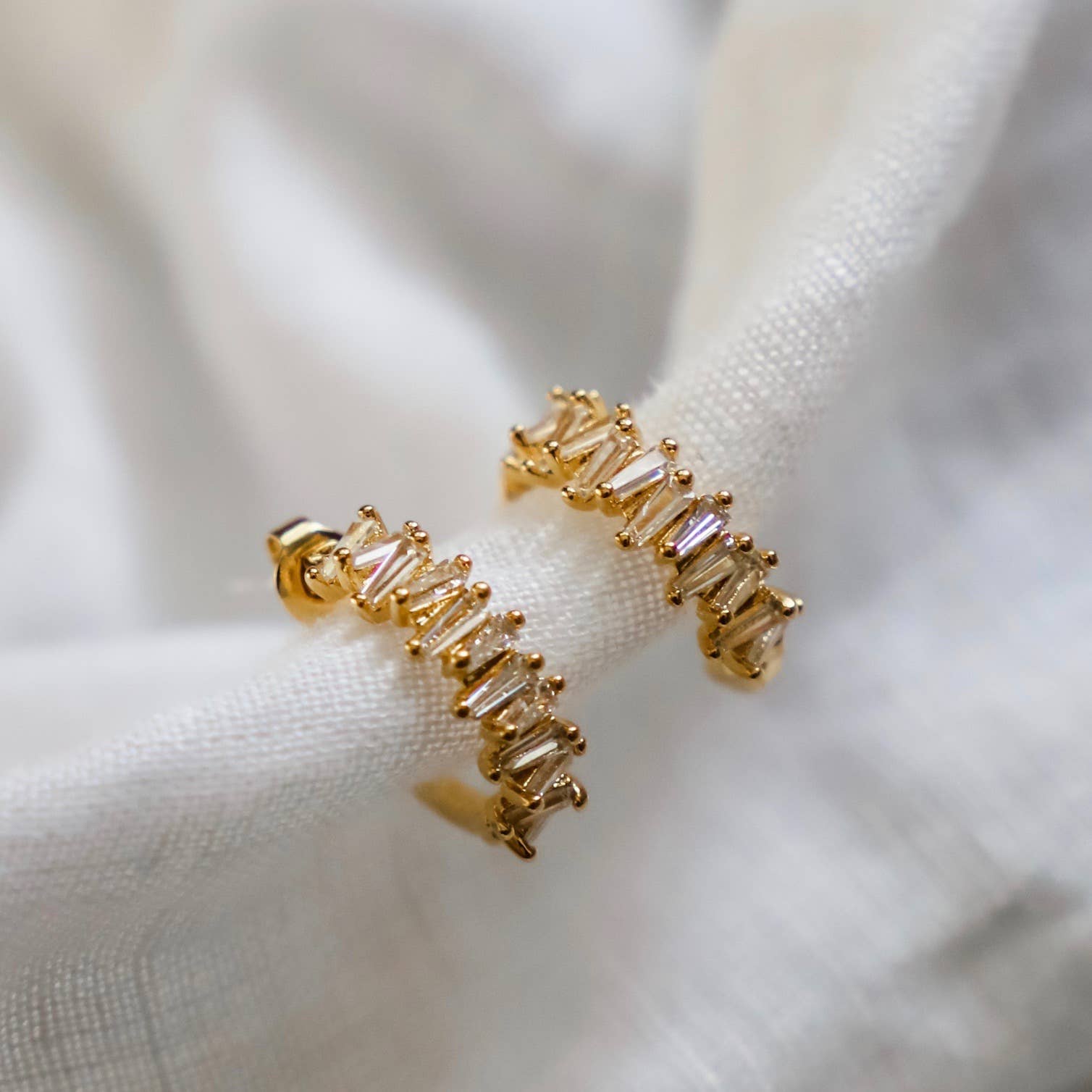 Lindsay | Tapered Baguette CZ Hoops