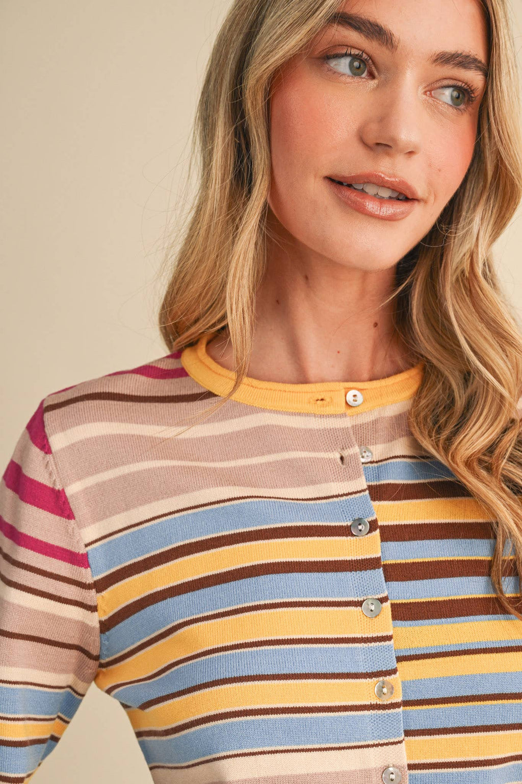 Rachel | Multi Color Striped Cardigan Sweater