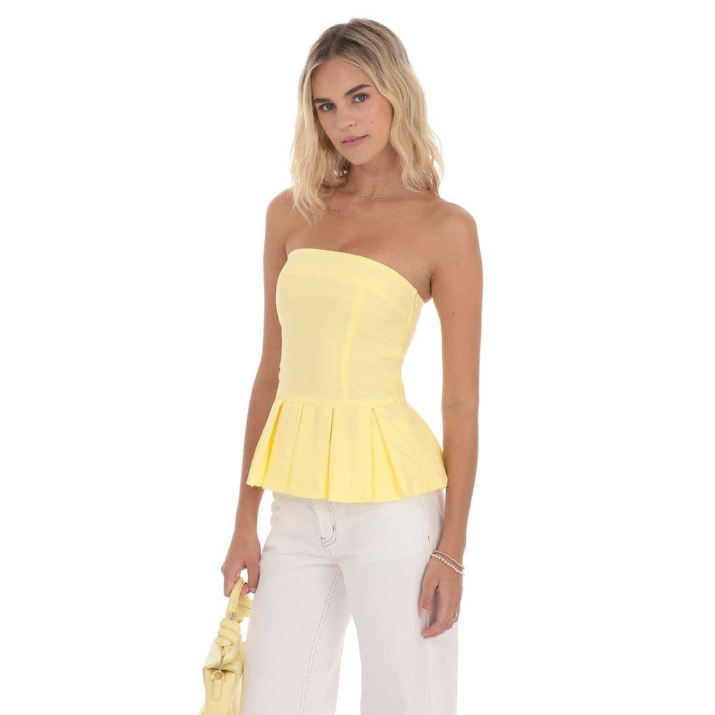 Winnie | Strapless Peplum Top in Yellow