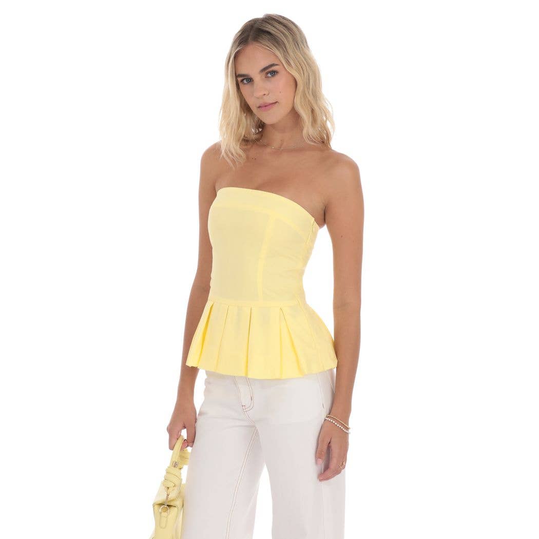 Winnie | Strapless Peplum Top in Yellow