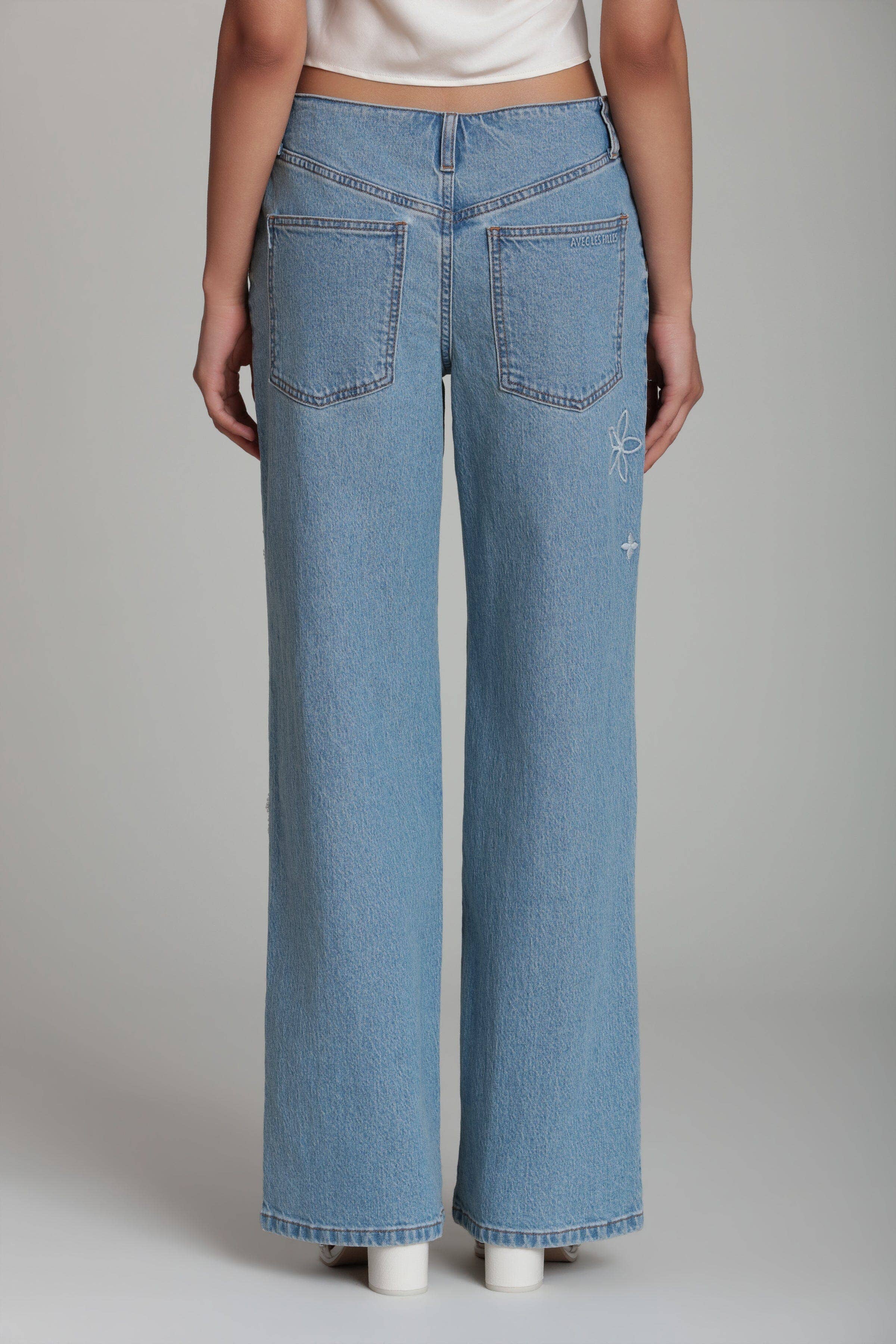 Pearl Fleur | Embellished Stretch Denim Jean