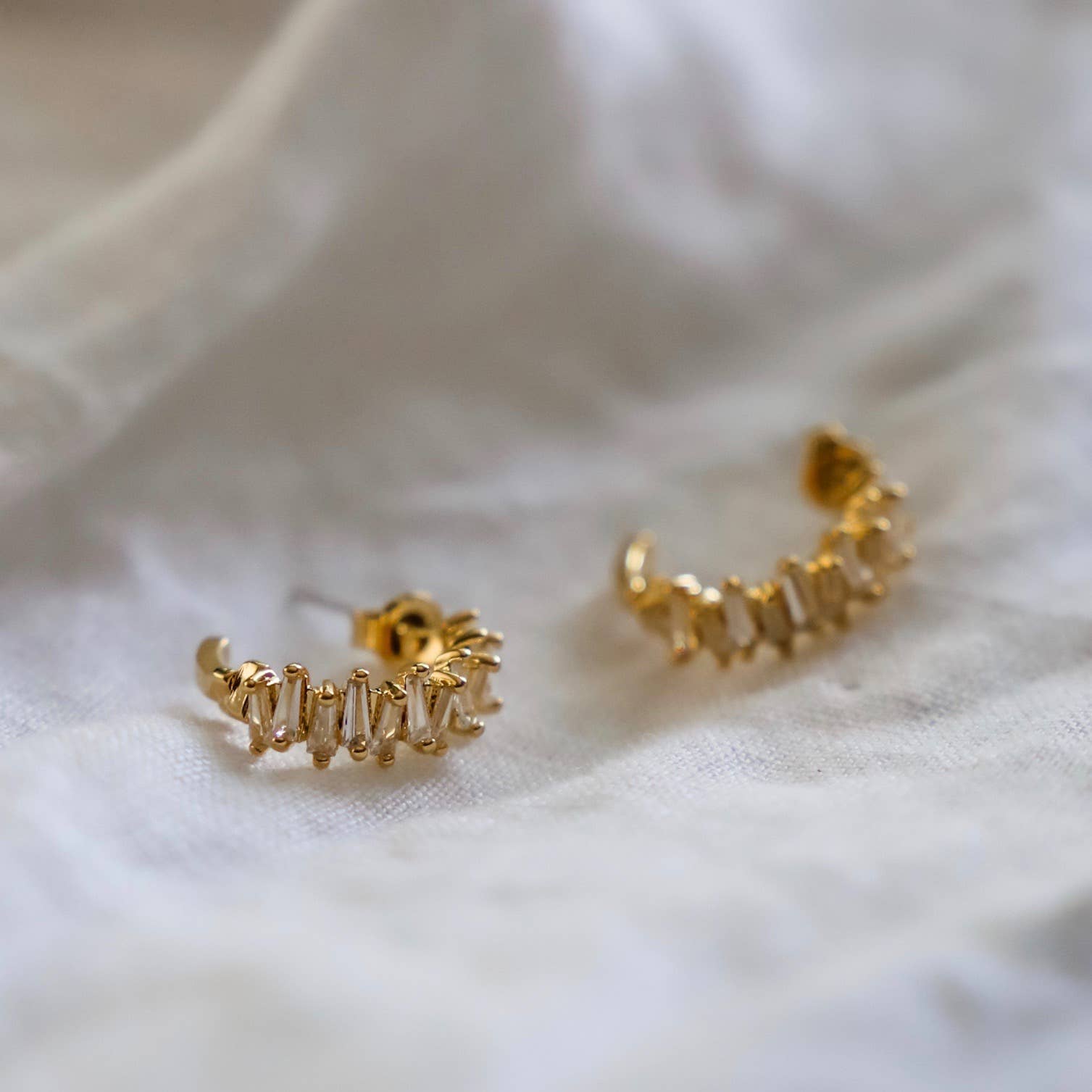 Lindsay | Tapered Baguette CZ Hoops