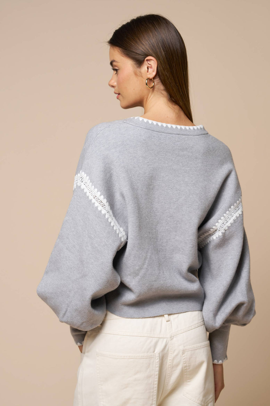 Monroe | Lace Trim Cropped Cardigan
