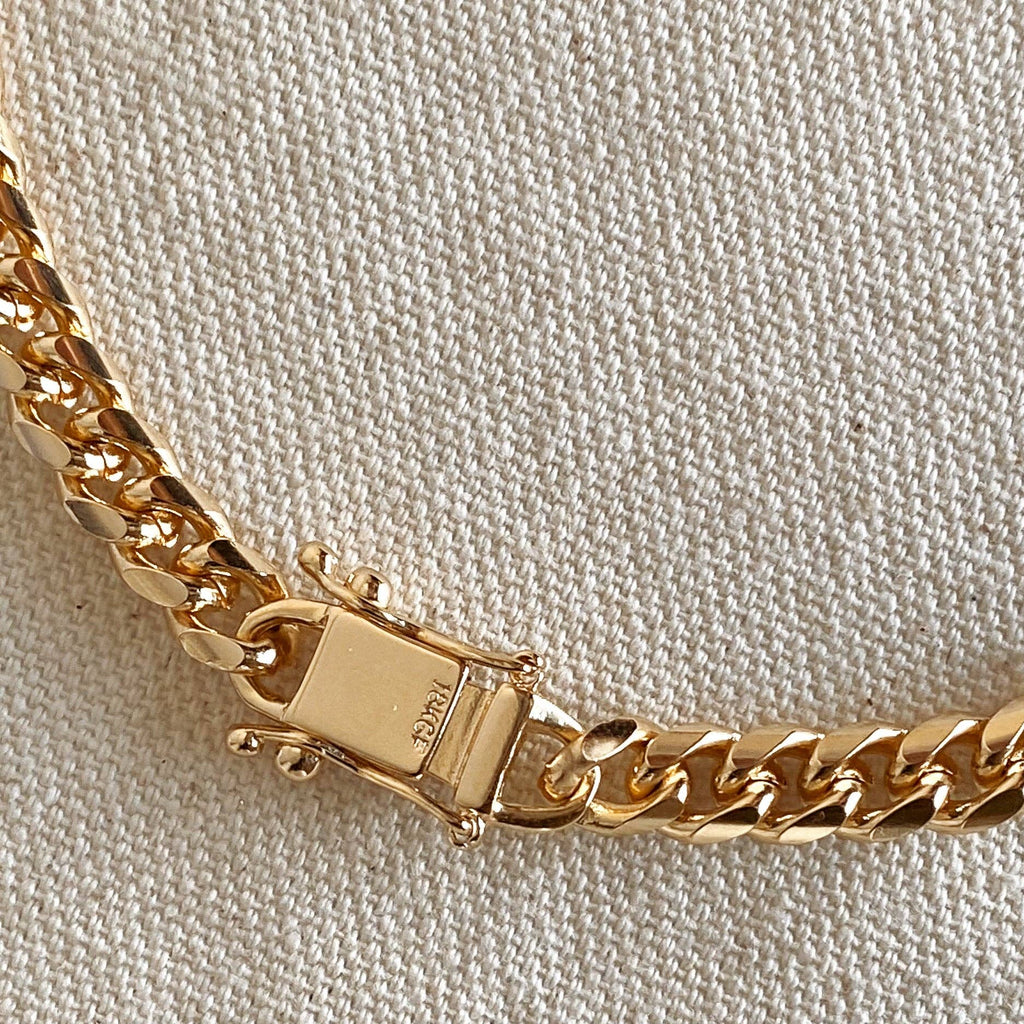 18k Gold Filled Chunky Cuban Necklace Featuring Box Lock Clasp