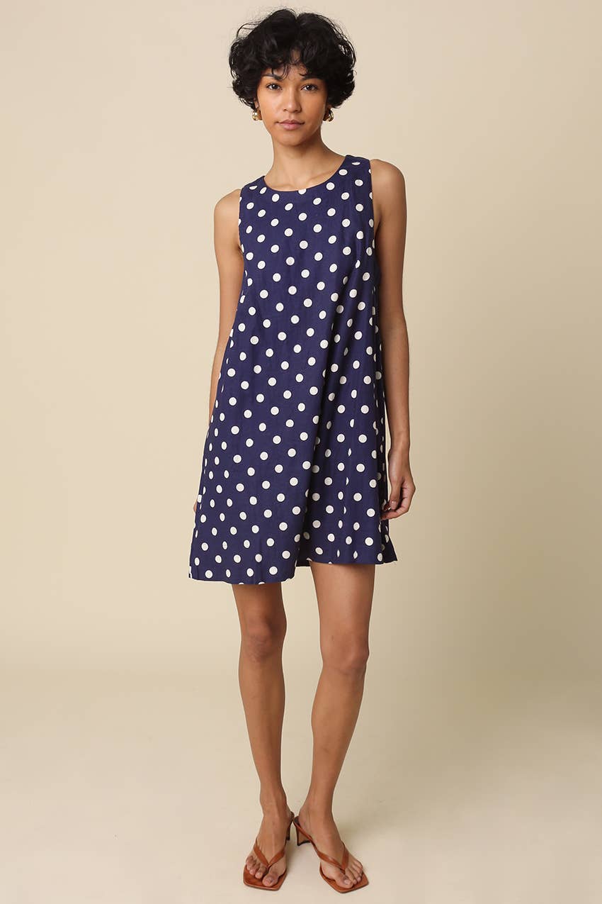 Noelle | Polka Dot Linen Blend Mini Dress