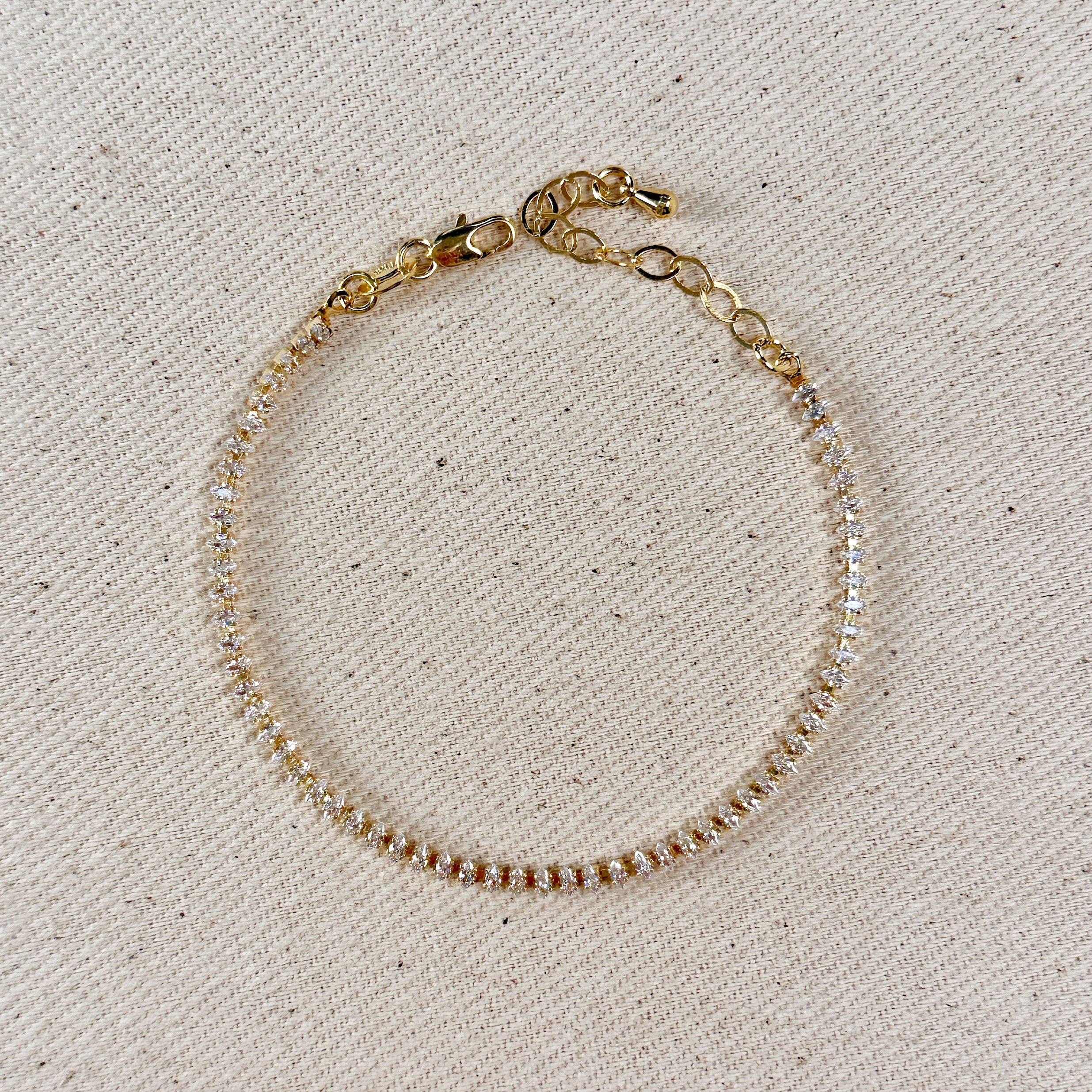 18k Gold Filled Marquise Tennis Bracelet