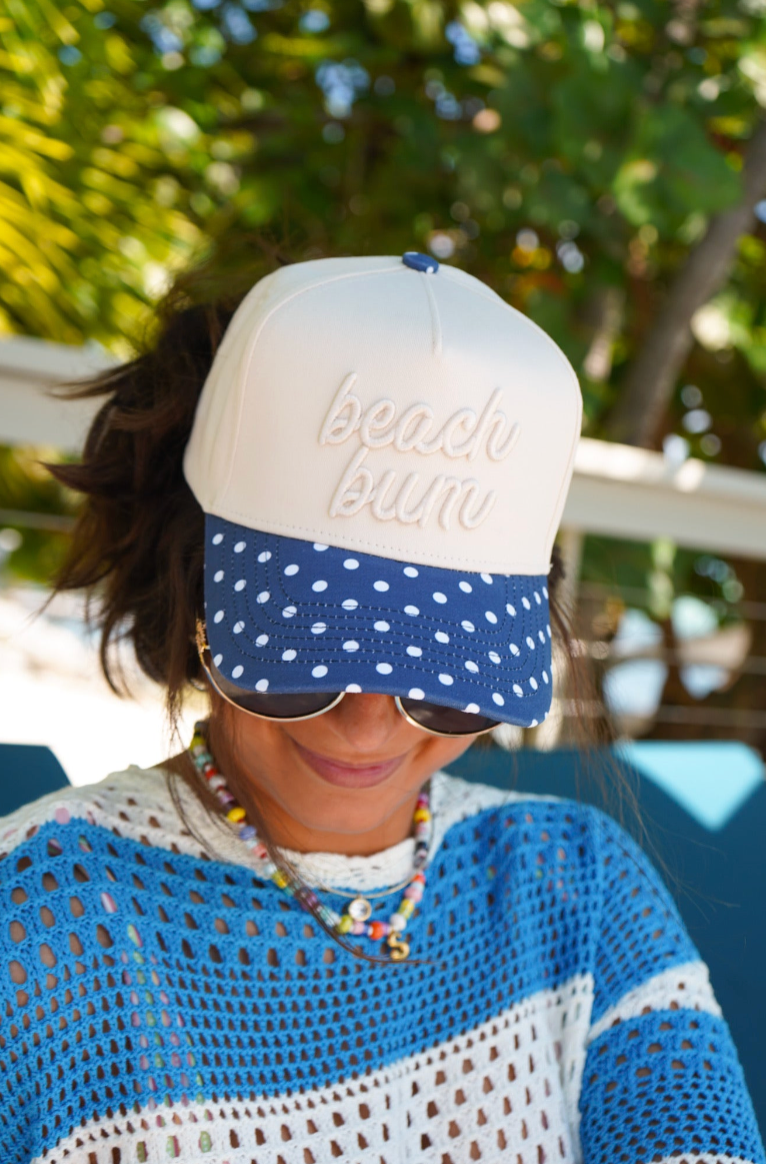 Beach Bum | Navy Polka Dot Hat