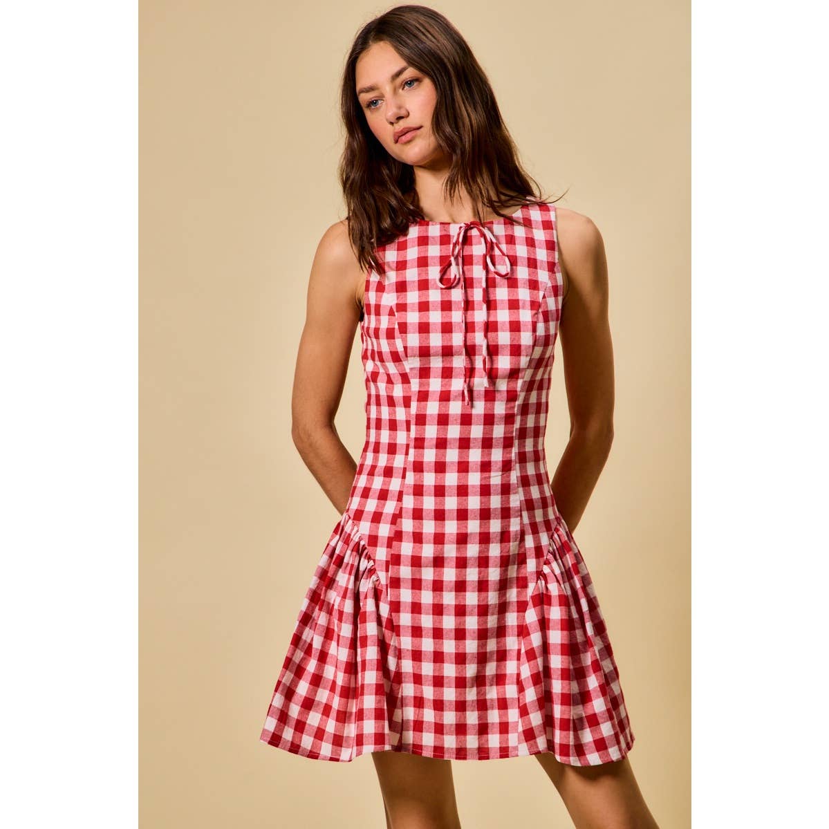 Hayes | Gingham Fit and Flare Tank Mini Dress