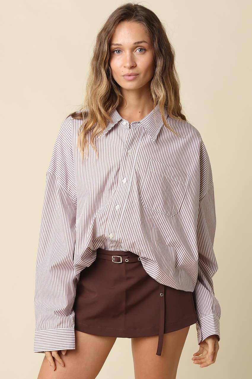Indy | 100% Cotton Boyfriend Pinstripe Shirt