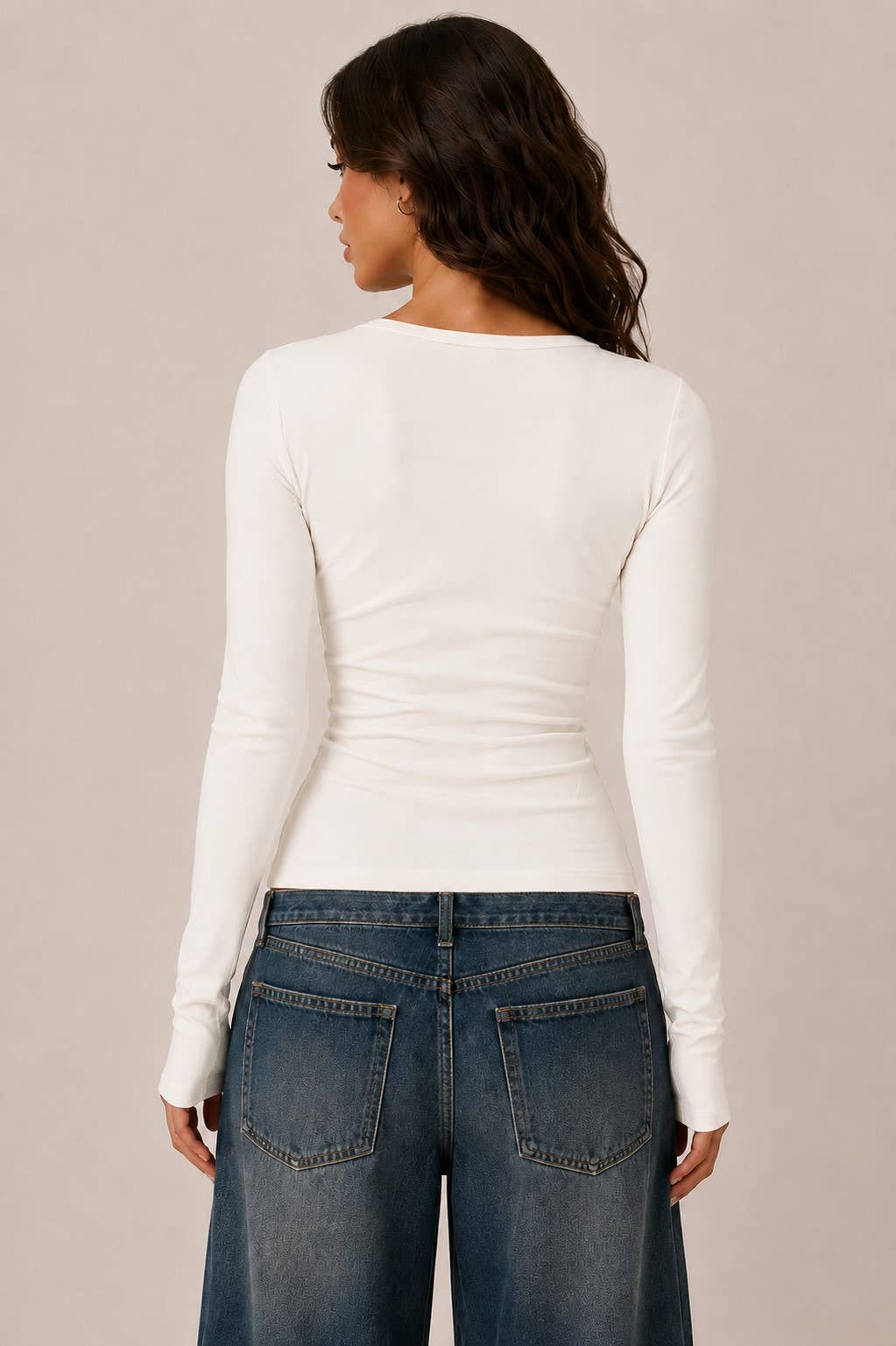 Brooke | Long Sleeve Crew Neck Button Henley Top