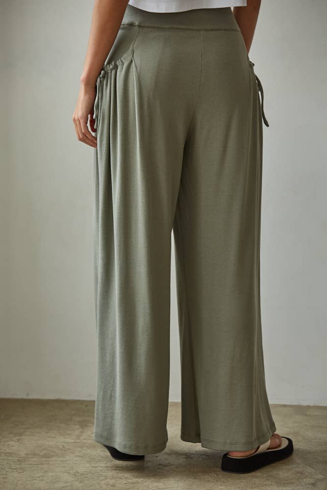 Leni | Knit Cotton Modal Spandex Wide Leg Pants