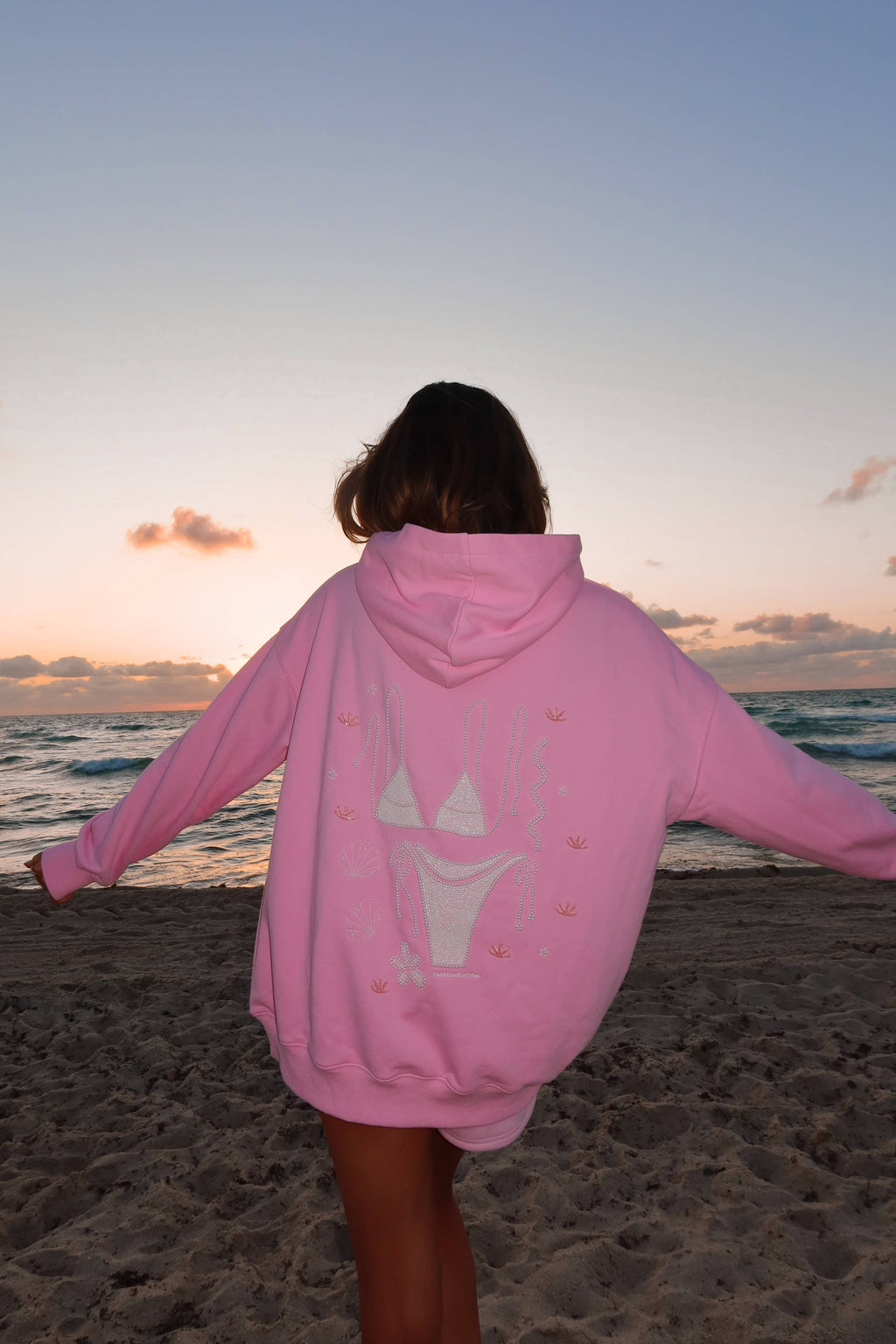Lottie | Pink Bikini Beaded Hoodie