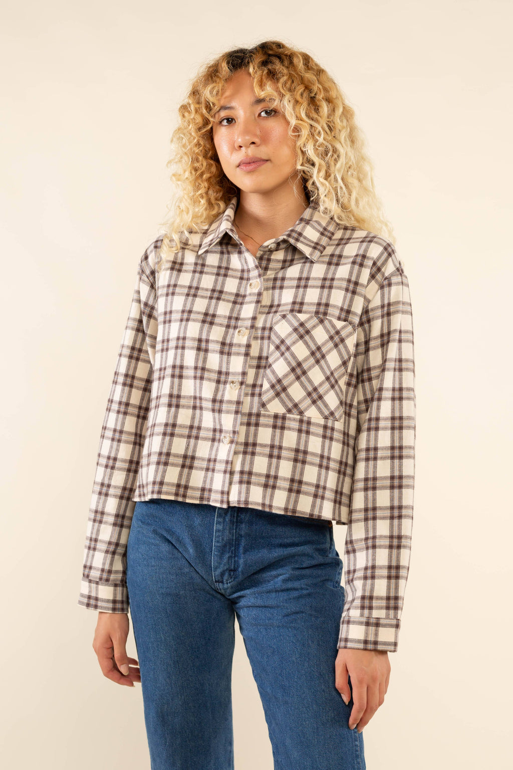 Finn | Crop Flannel Button Down 100% Cotton