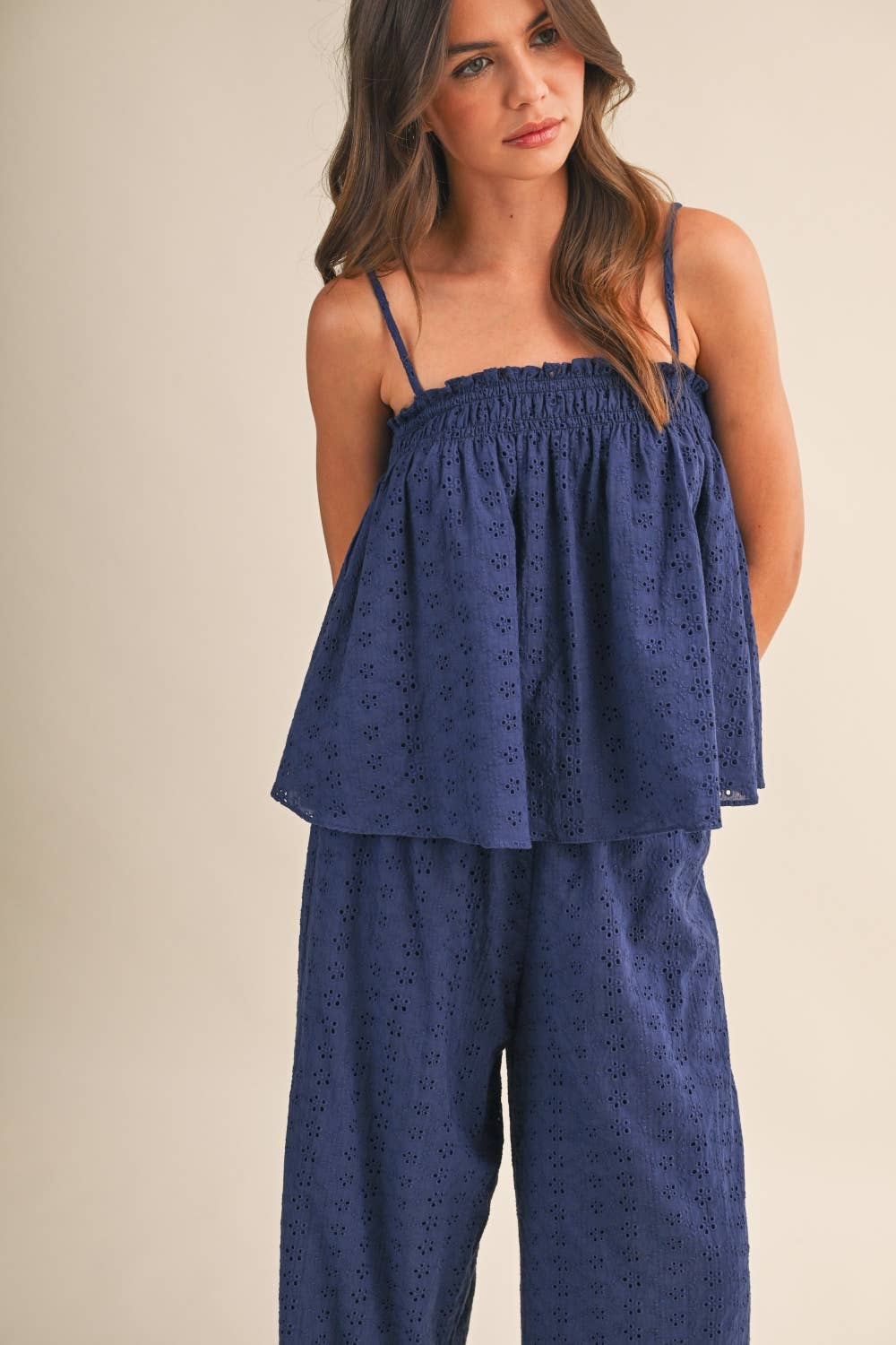 Palmer | Eyelet Top and Wide Pants Set 100% Cotton