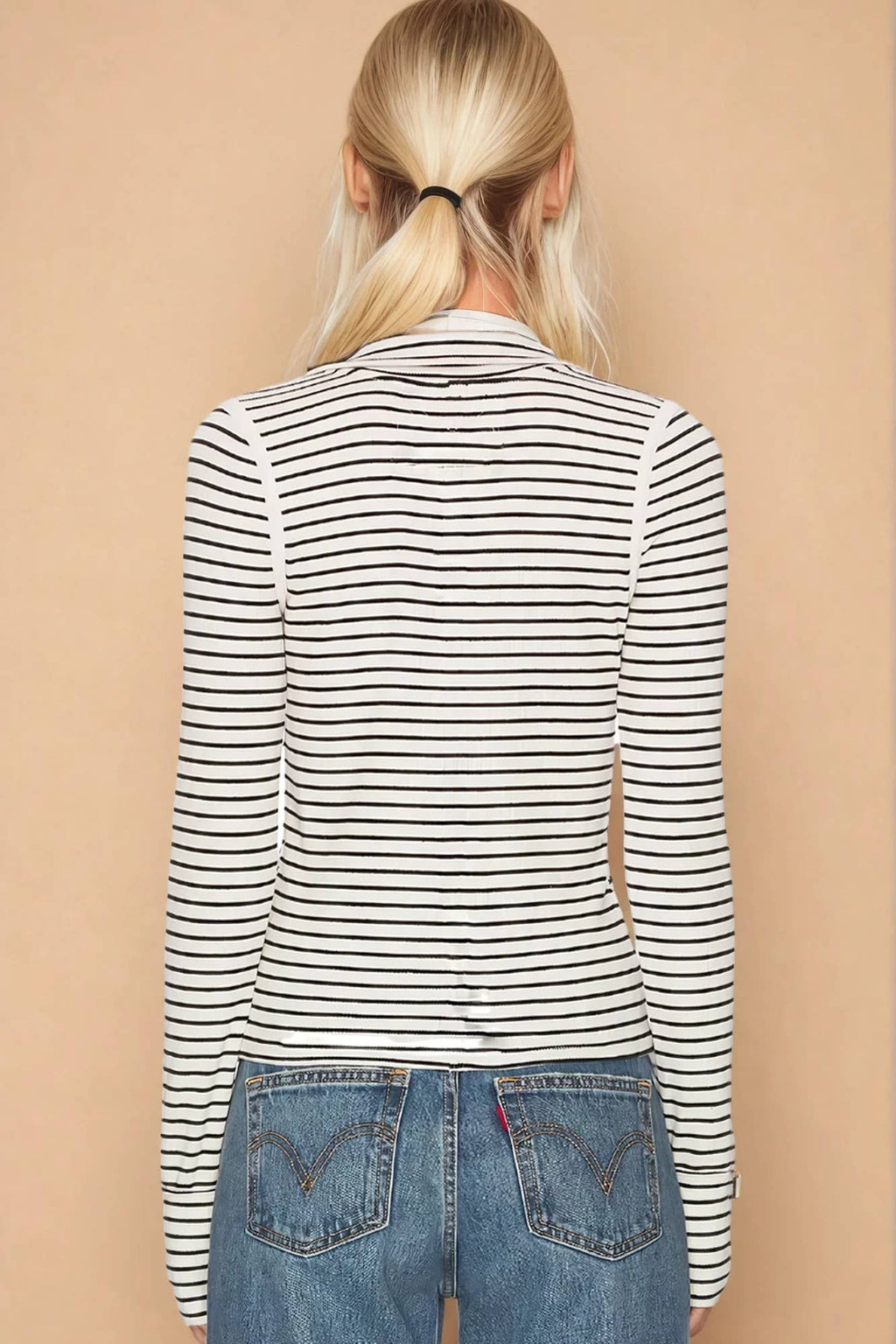 Sinclaire | Long Sleeve Striped Knit Henley Top