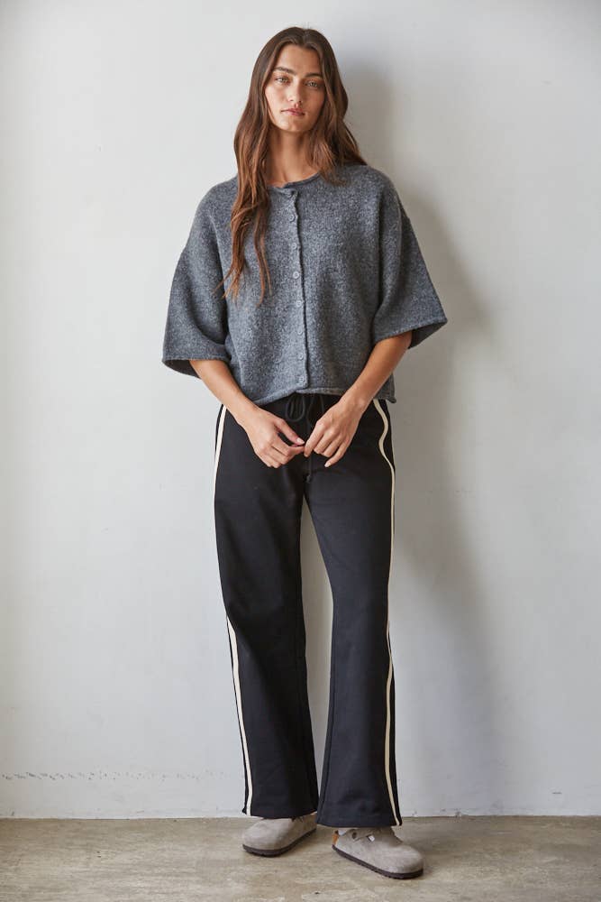 Wilma | Knit Sweater Quarter Sleeve Button Up Cardigan Top