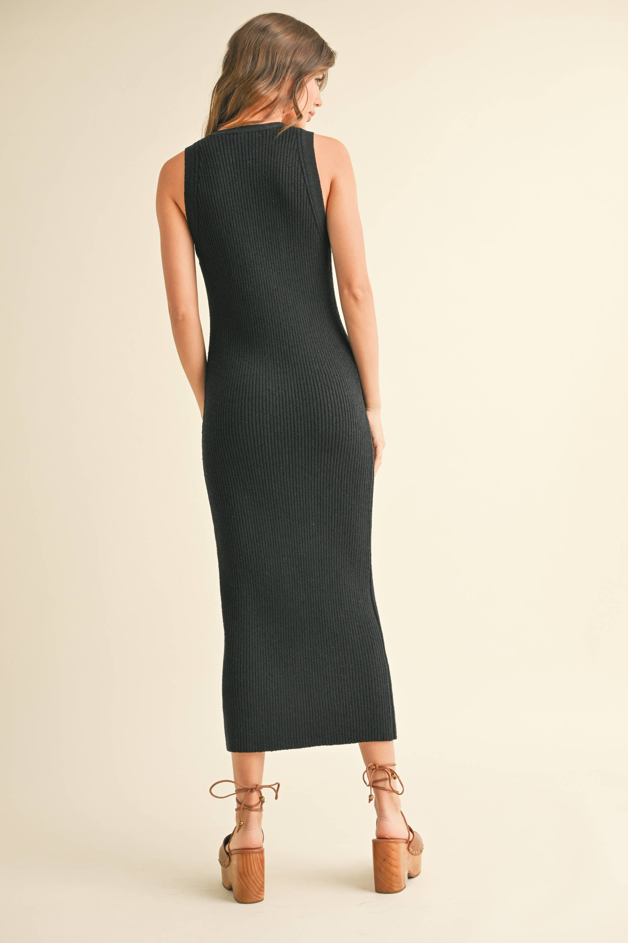Harlow | Button Down Ribbed Knitted Long Dress
