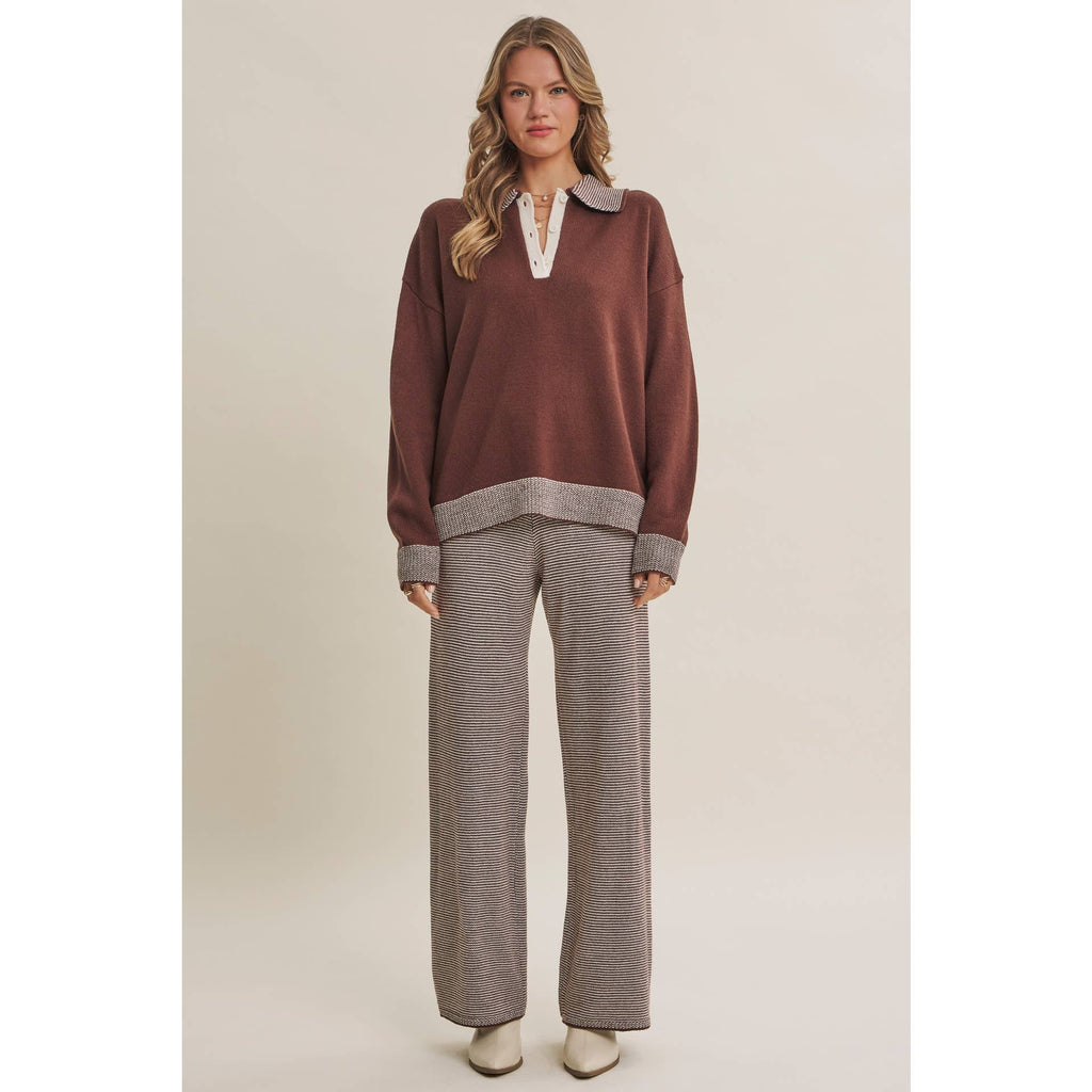 Cinnamon | Cozy Cabin Henley Sweater Set