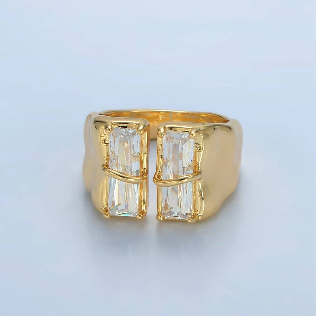 S. 6 24K Gold Filled Double Baguette Signet Wrap