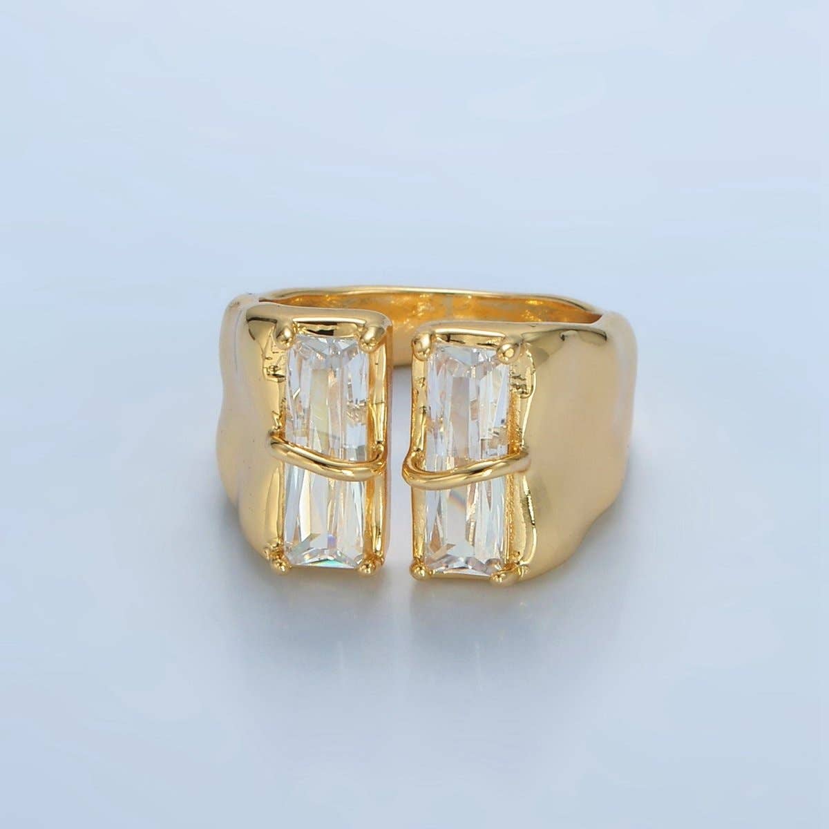 S. 6 24K Gold Filled Double Baguette Signet Wrap