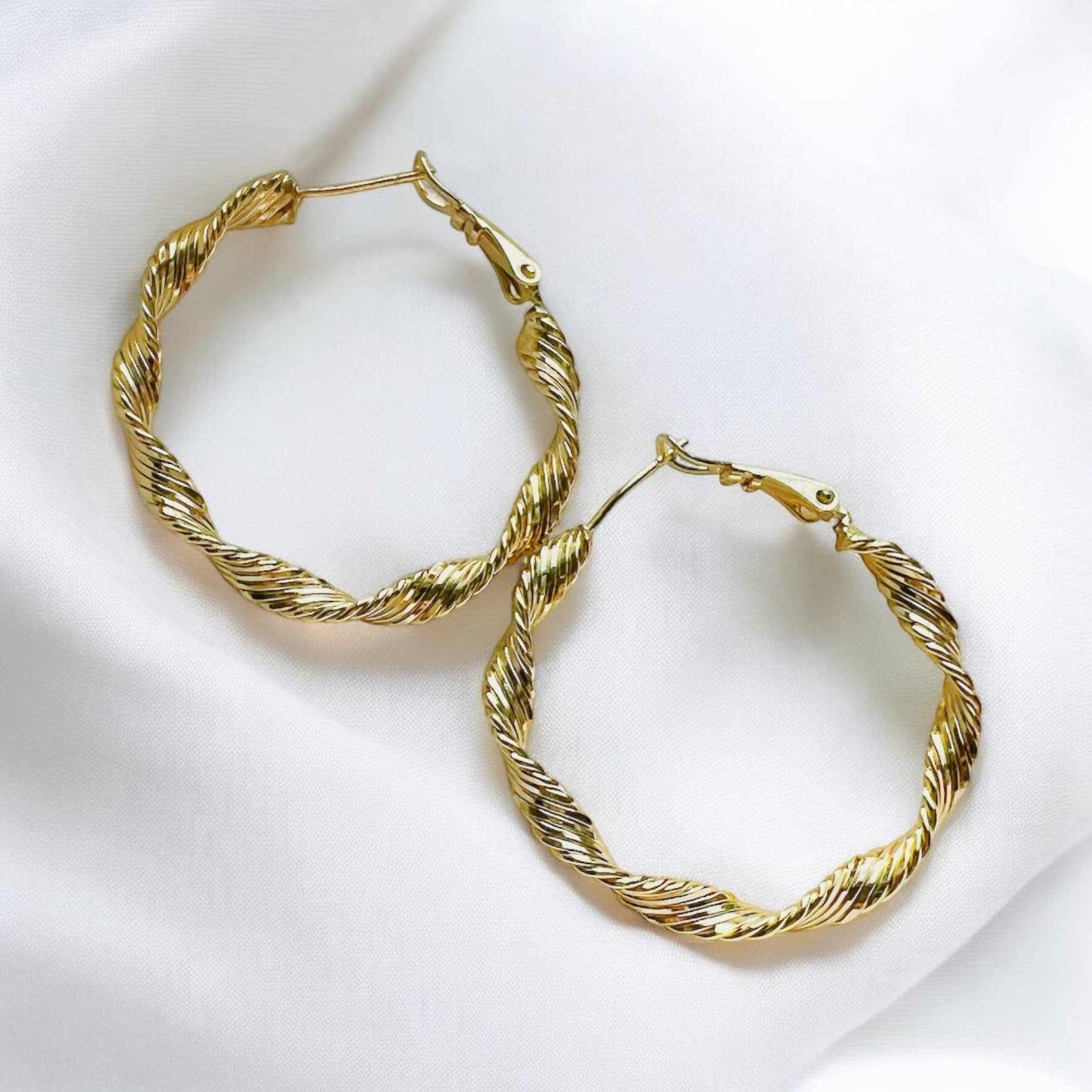 Twisted Hoops Earrings Gold Filled