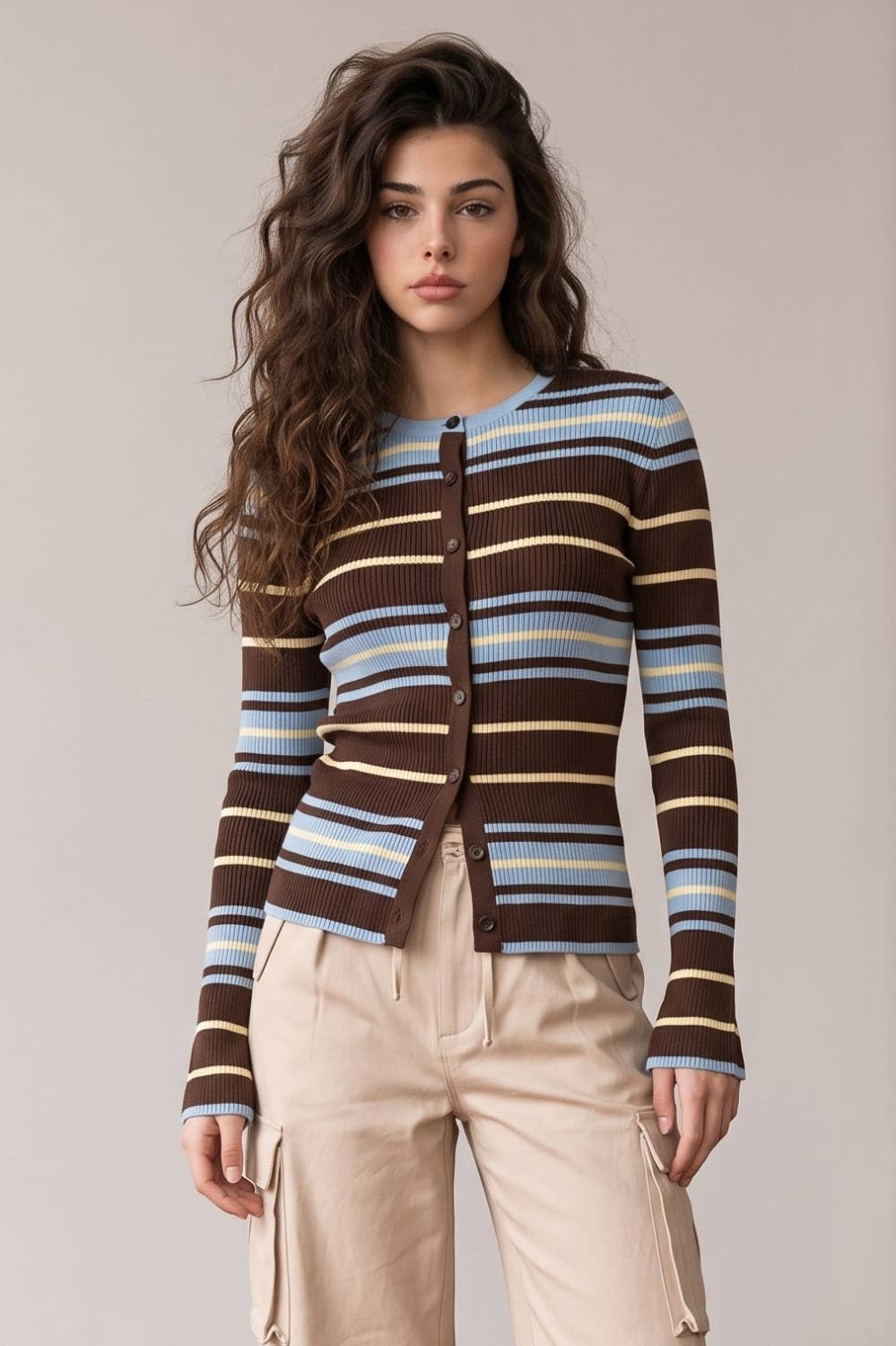 Romy | Striped Long Sleeve Cardigan